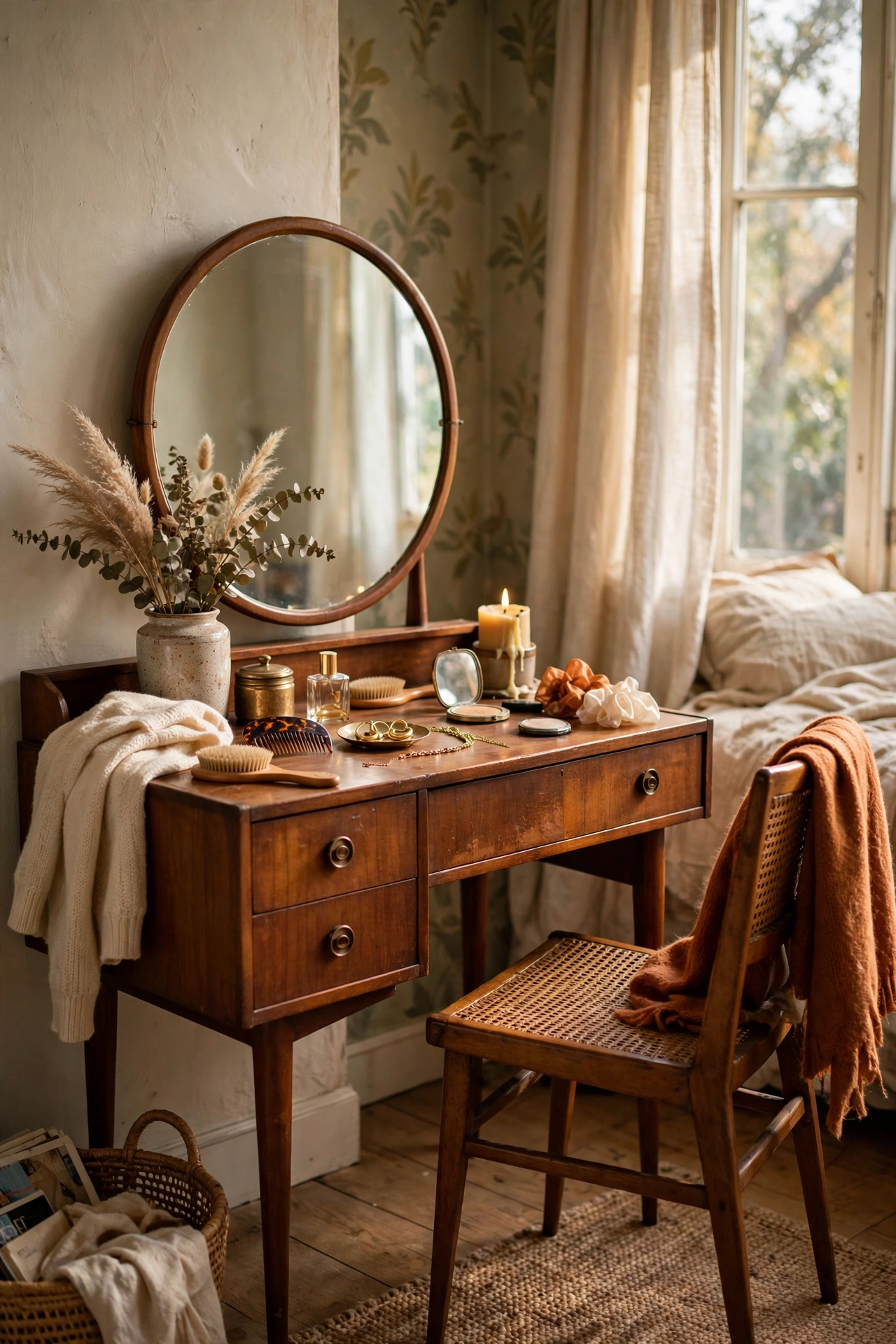 1960s dressing table with mirror as a vanity corner