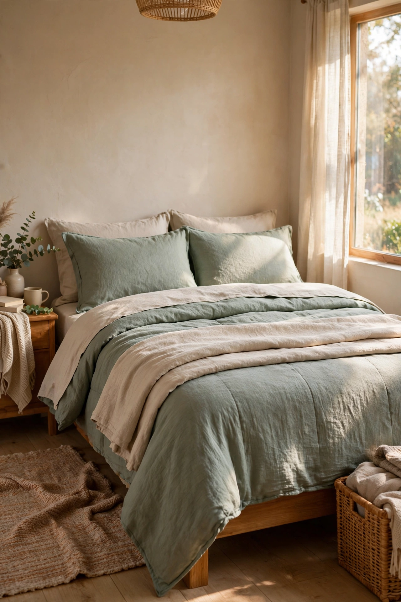 Bed fully dressed in a new discount bedding bundle set
