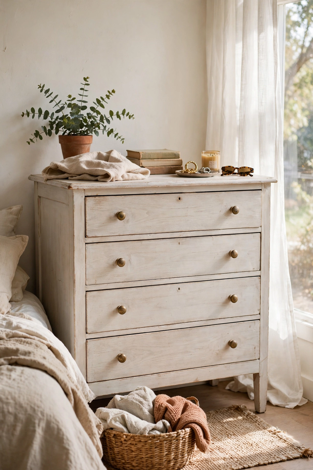 Thrifted dresser whitewashed to pale oak finish