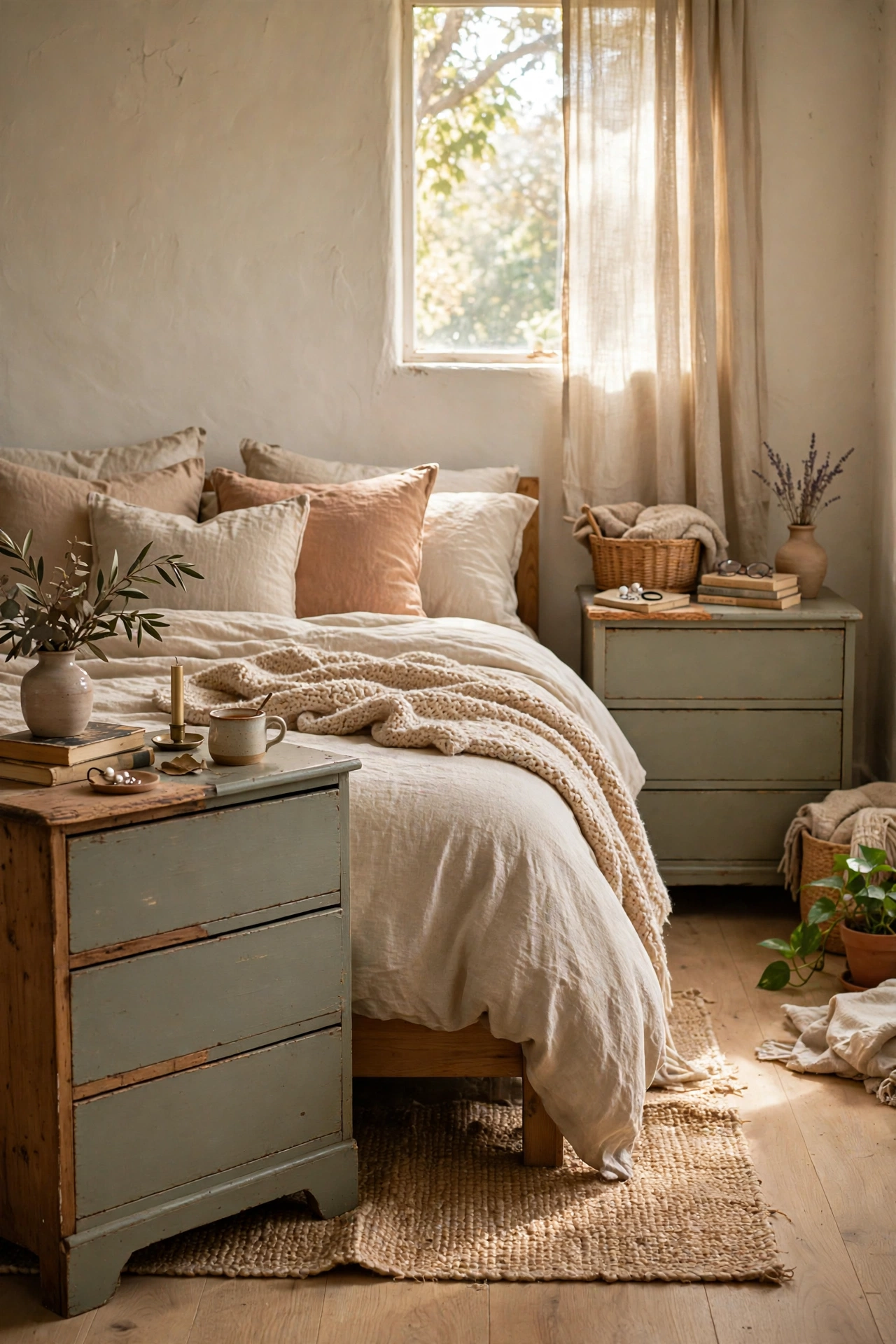 Thrifted dresser cut into two matching nightstands