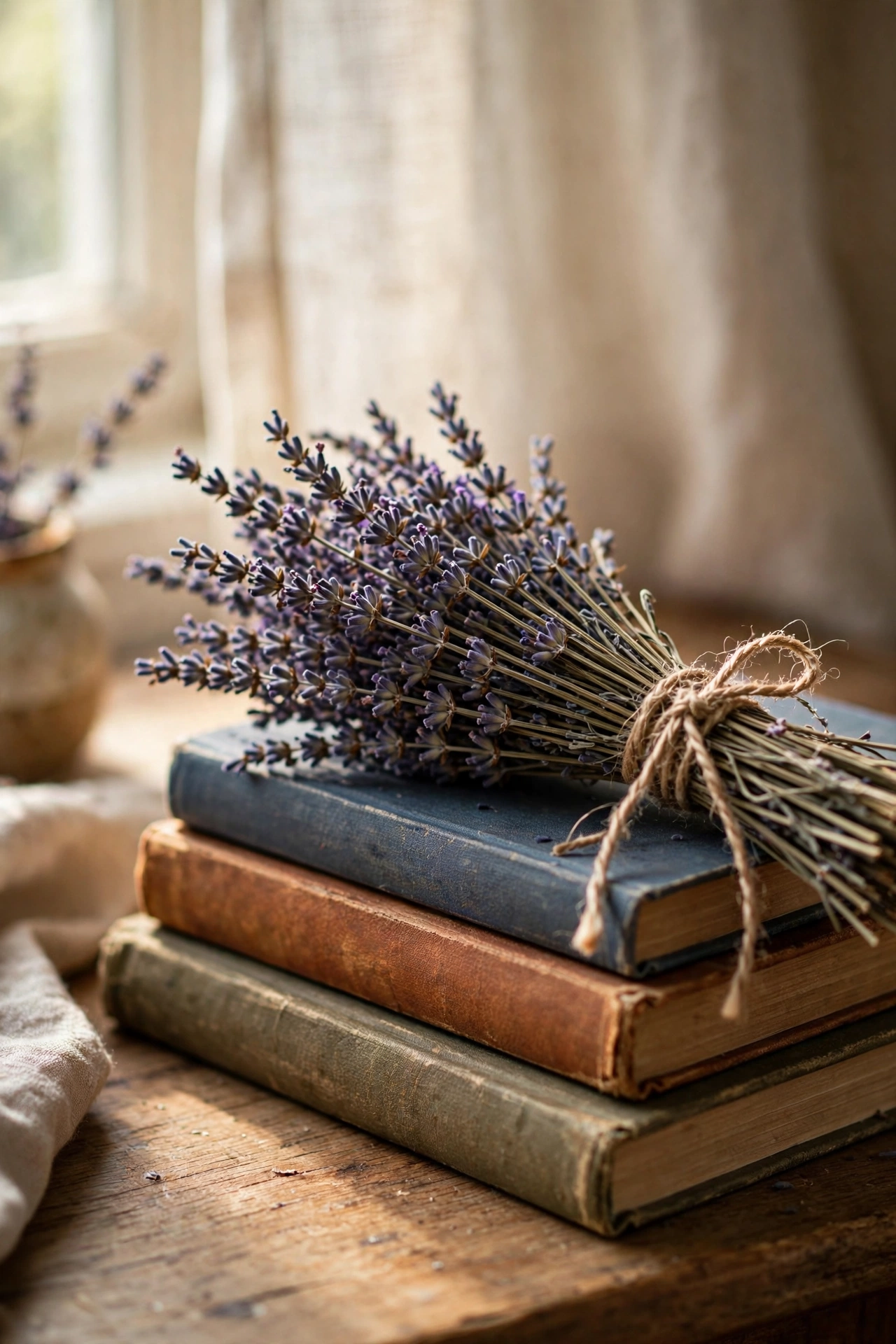 Dried lavender bundle tied with twine