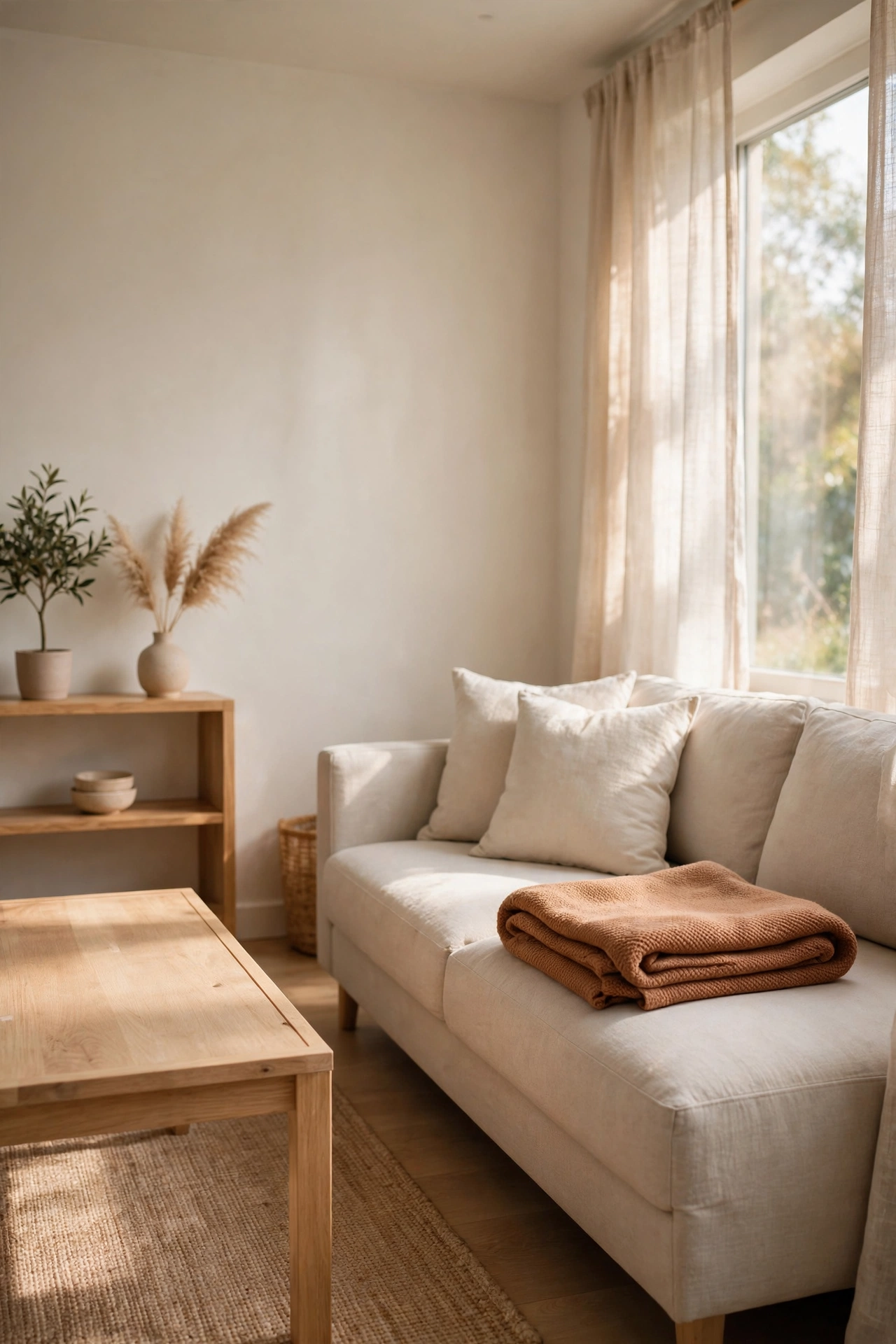 Tidy small living room after a five minute nightly clutter reset