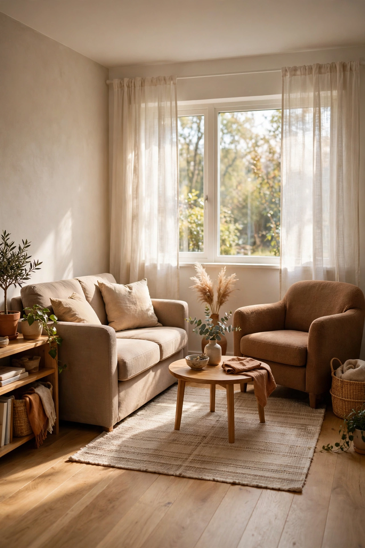 Compact loveseat freeing up floor space in a small living room