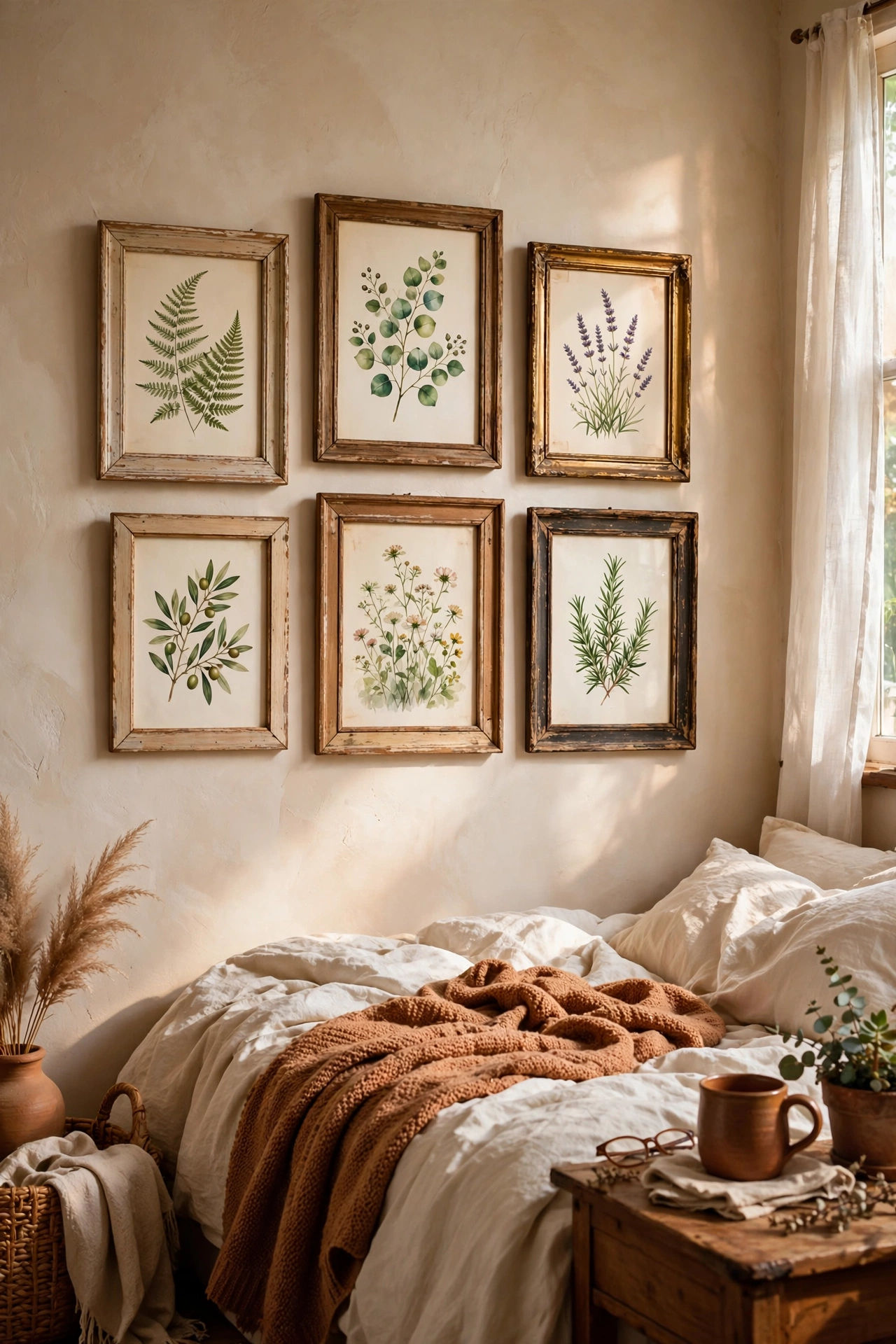 Free printable botanical art in thrifted frames