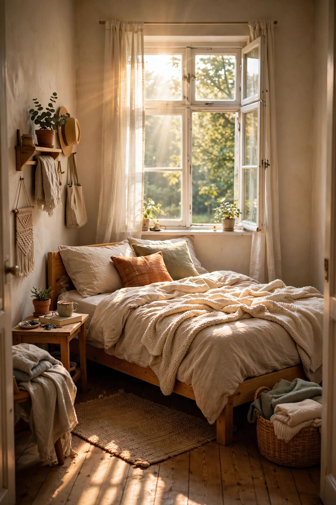 Bedroom with freshly rearranged furniture layout