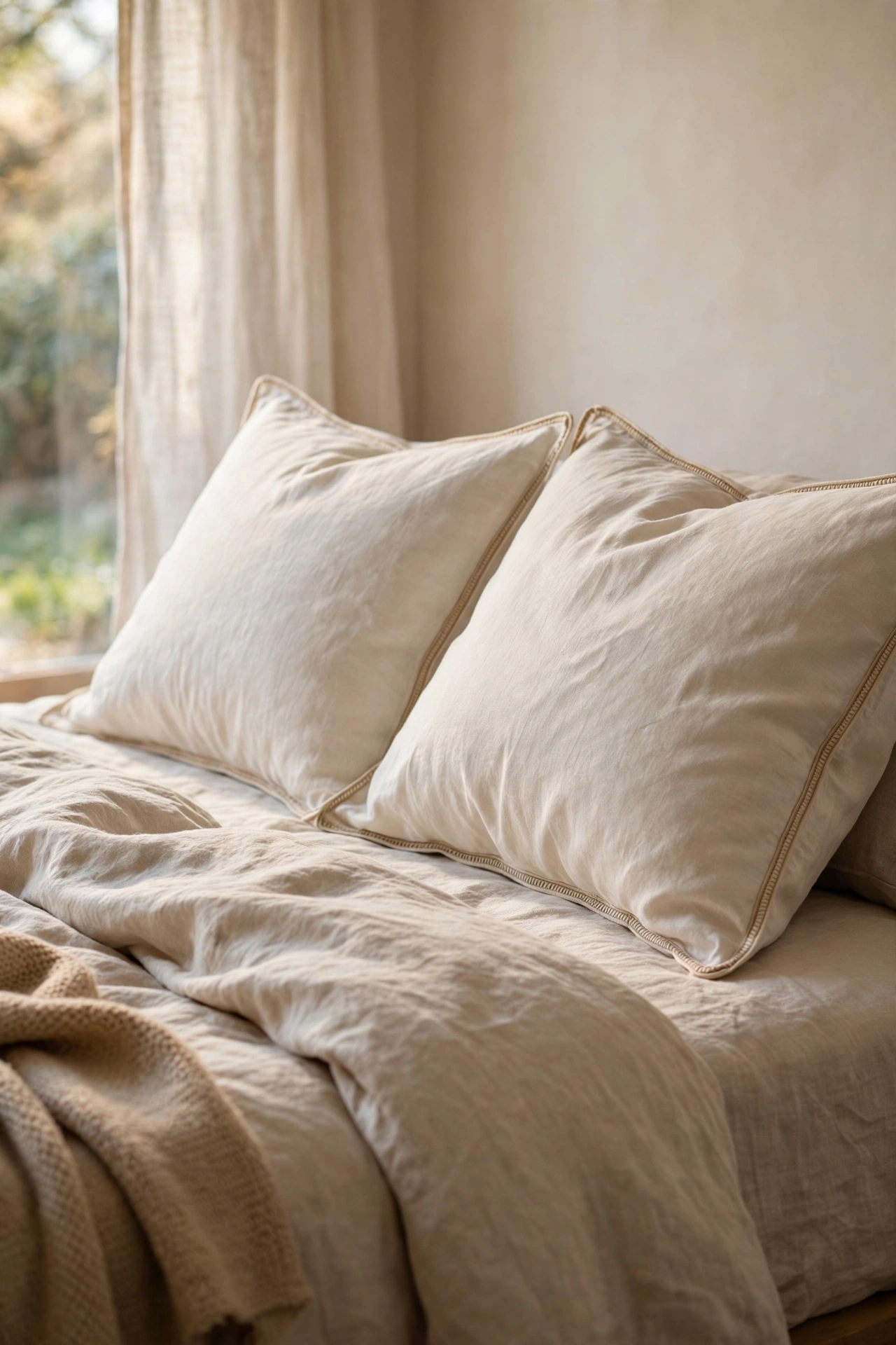 Pillowcases with tailored piped cord edges