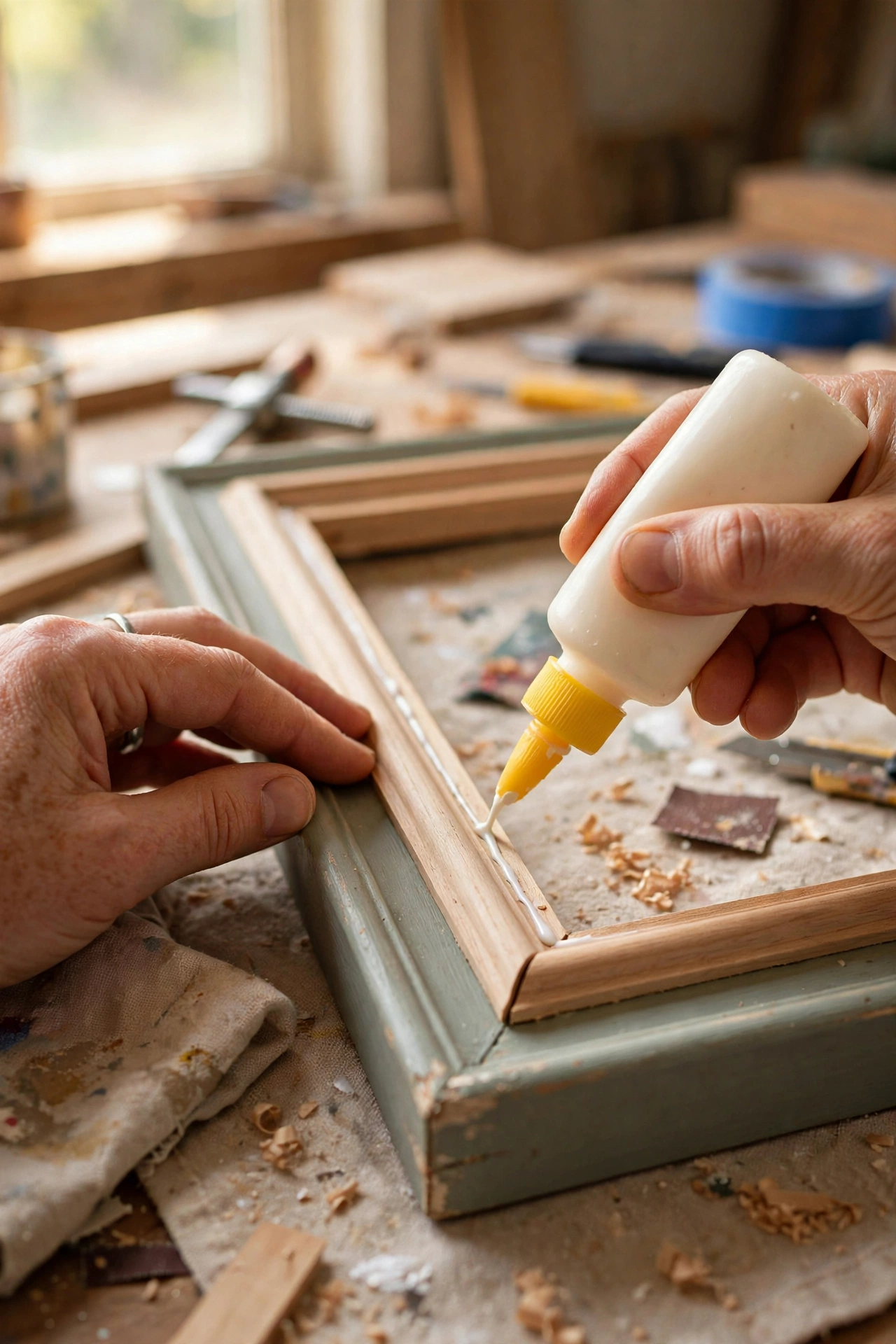 Wooden bead trim glued around the inner edge of a frame