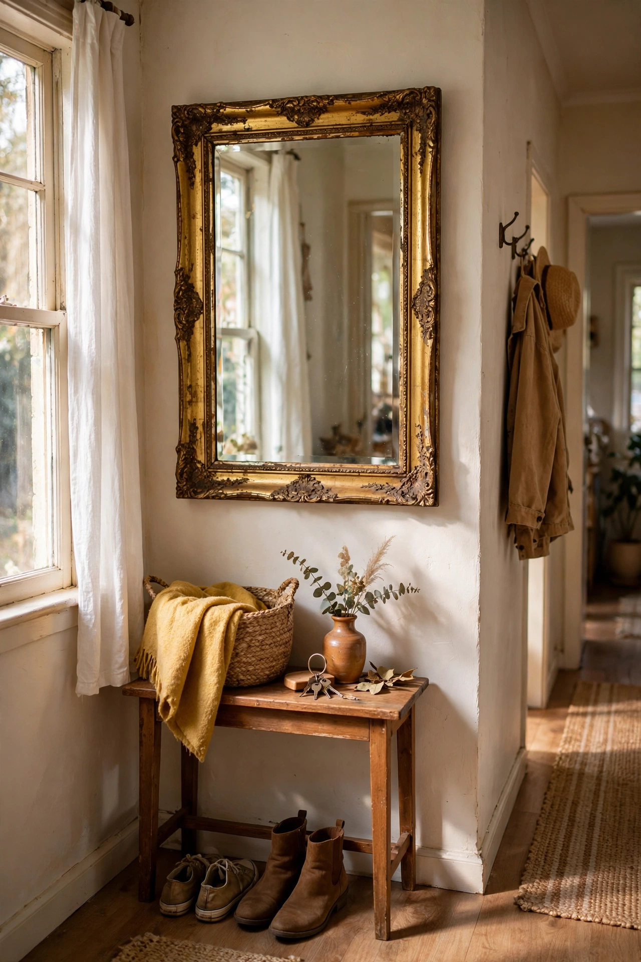 A plain mirror frame upgraded with gold leaf looking gilded and antique