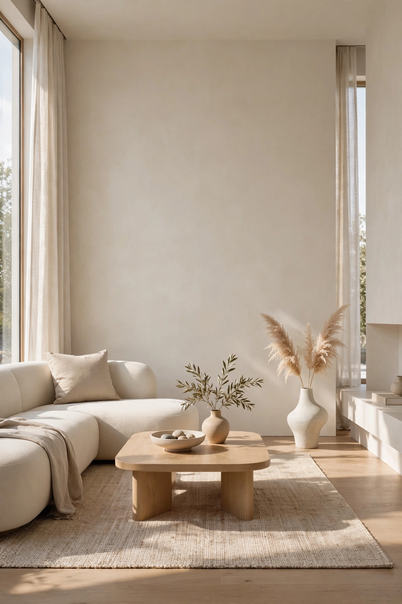 Minimal edited living room with breathing room and curated decor