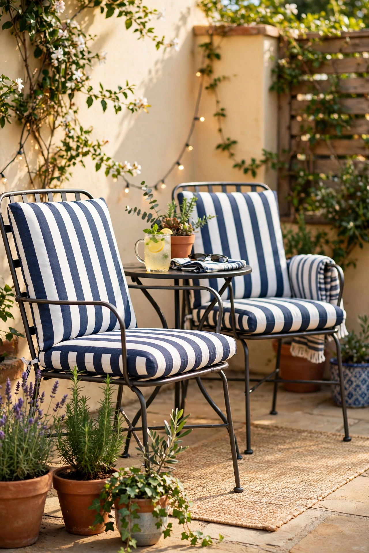 patio chairs with fresh striped weather resistant cushion covers