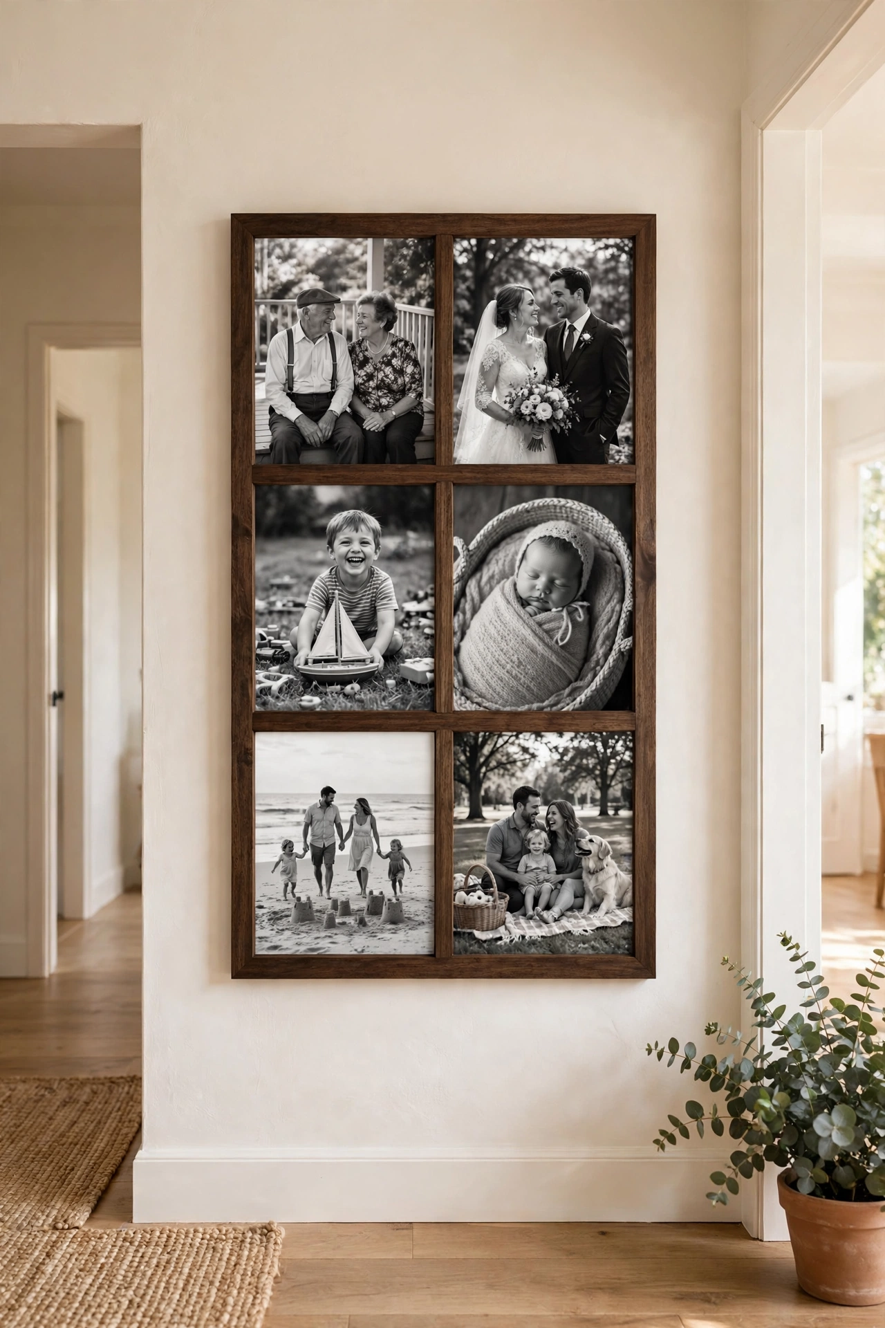 multi opening collage frame with family photo series