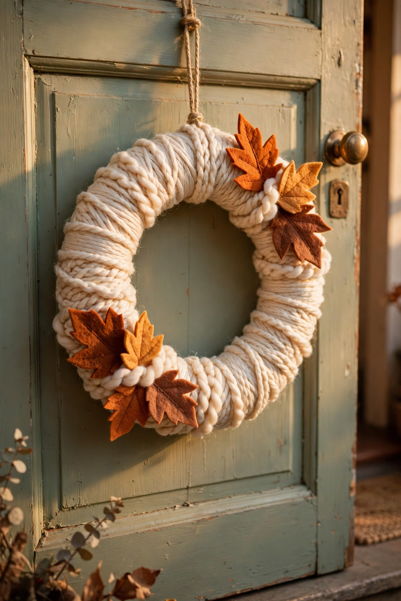 Navy and gold Christmas wreath with baubles on a front door