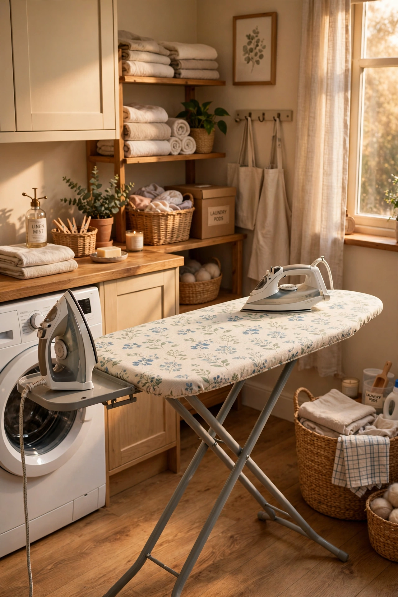 Ironing board with a fresh patterned cover