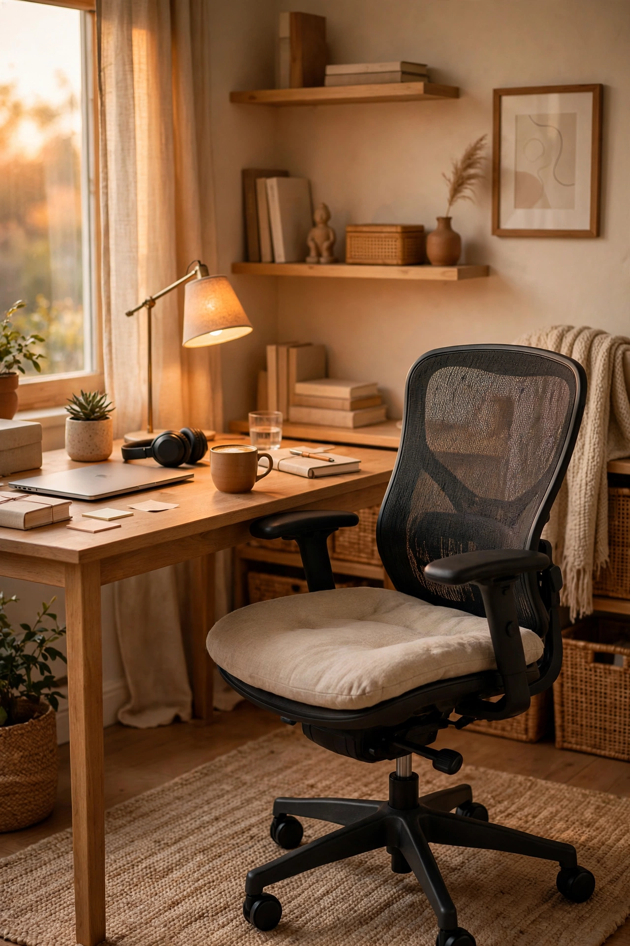 Memory-foam seat cushion on an office chair