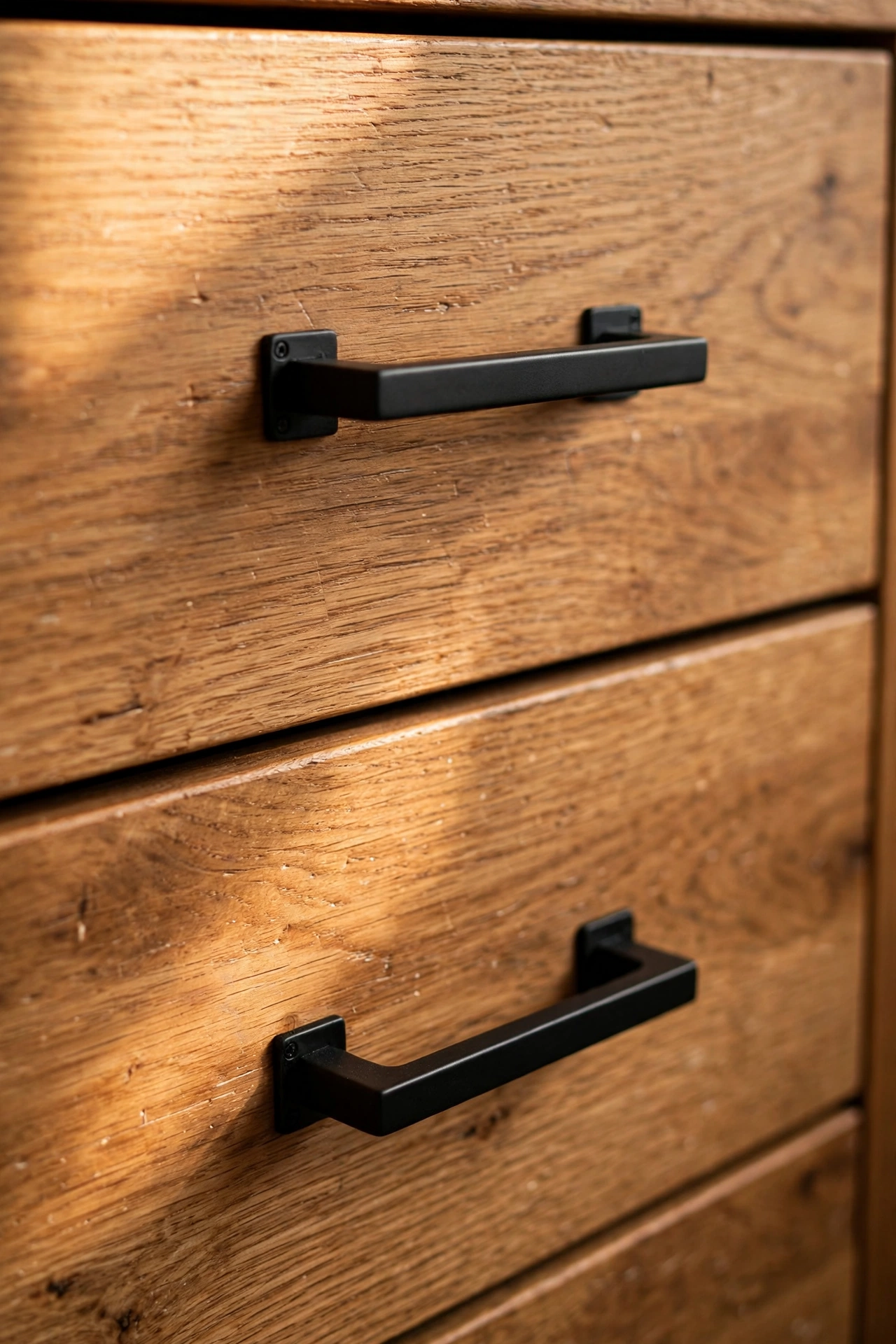 Dresser drawer pulls spray-painted matte black