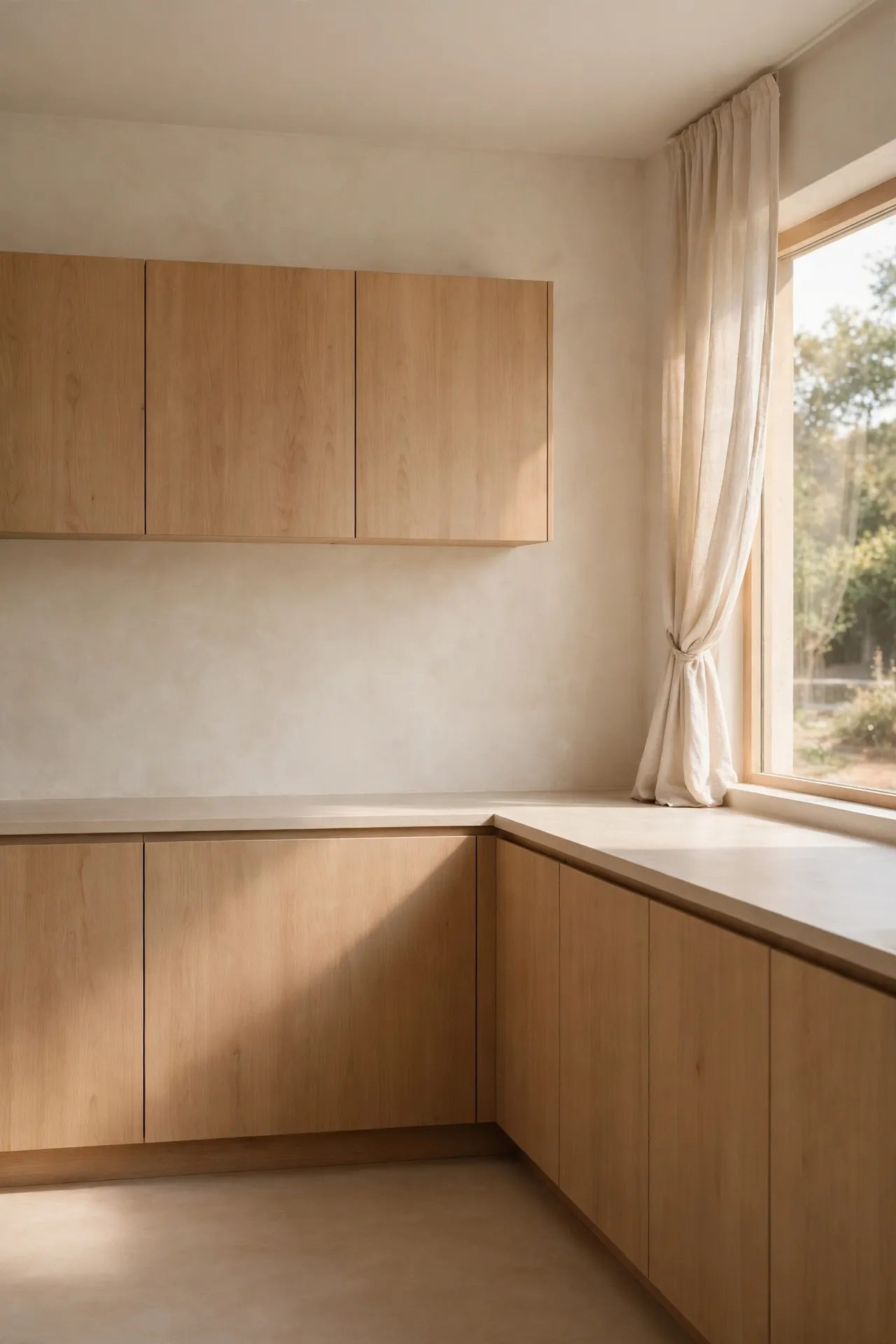 Minimalist kitchen with completely clear counters after a declutter