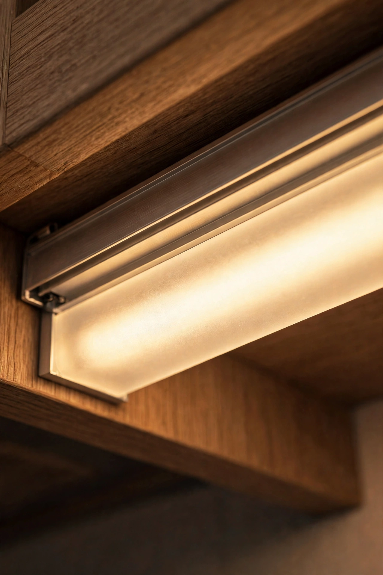 LED strip inside an aluminium channel with frosted diffuser