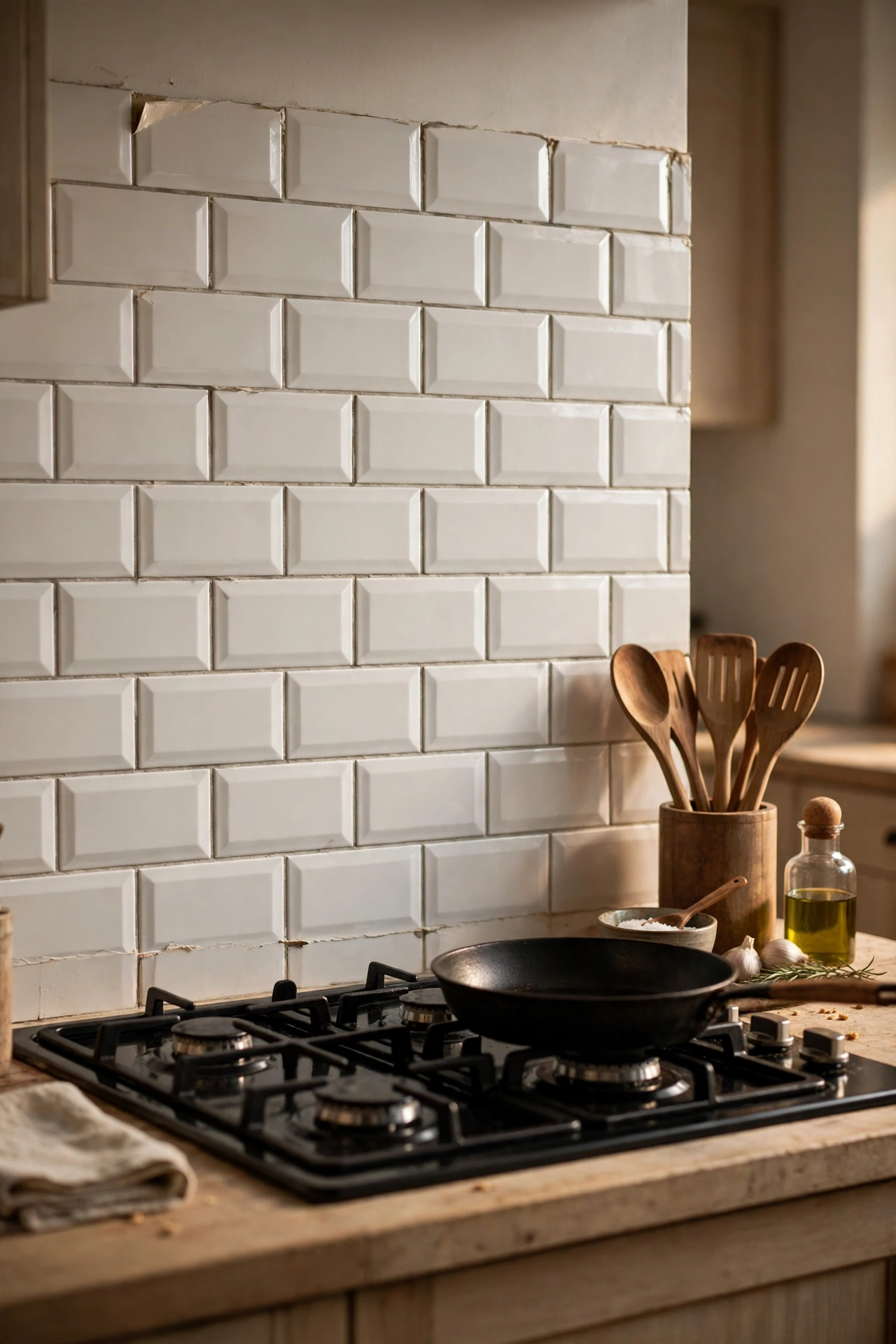 Peel-and-stick subway tiles as a renter-friendly kitchen backsplash