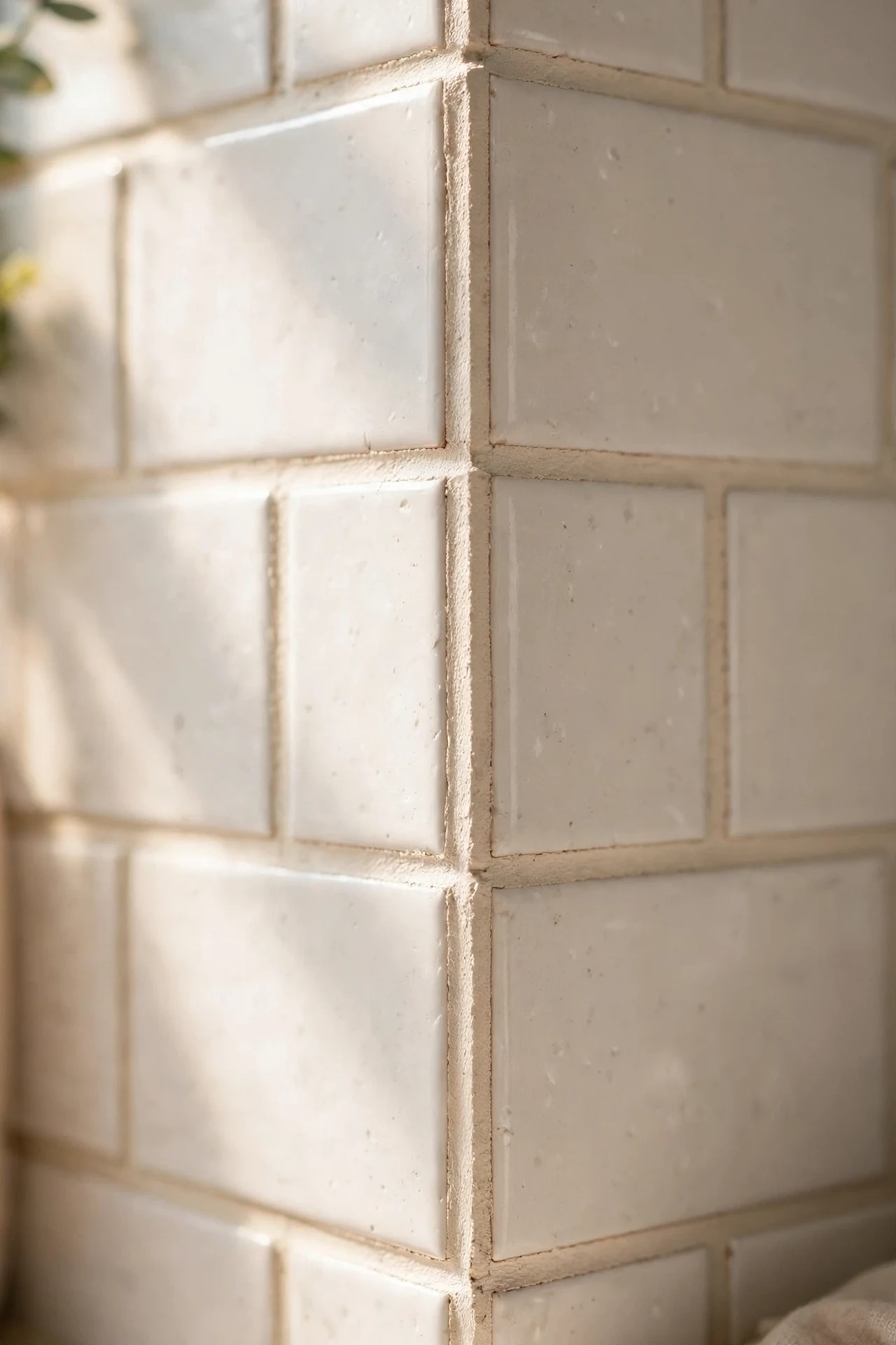 Warm white grout refresh pen on kitchen tile lines