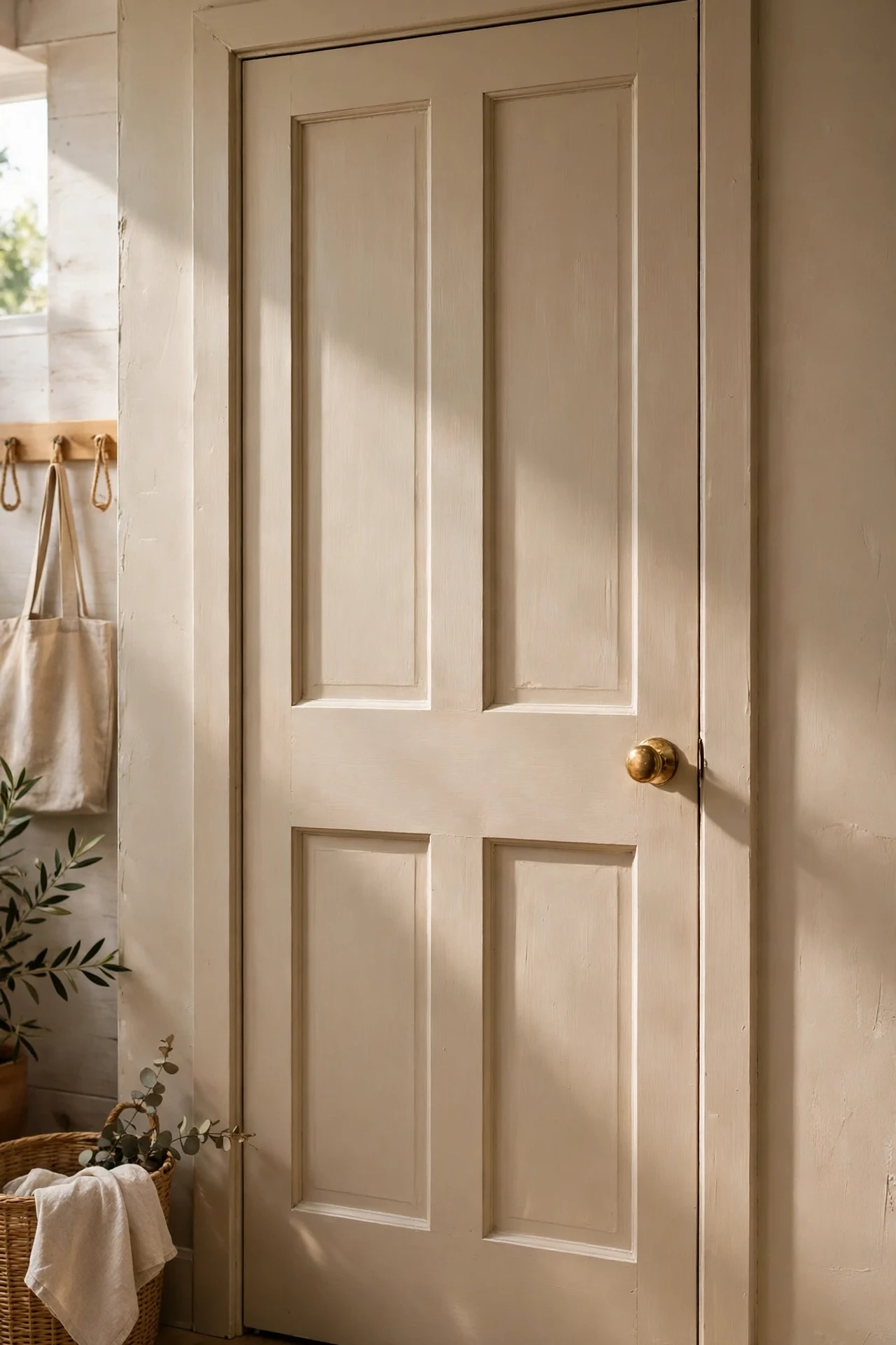 Mushroom beige painted kitchen pantry door