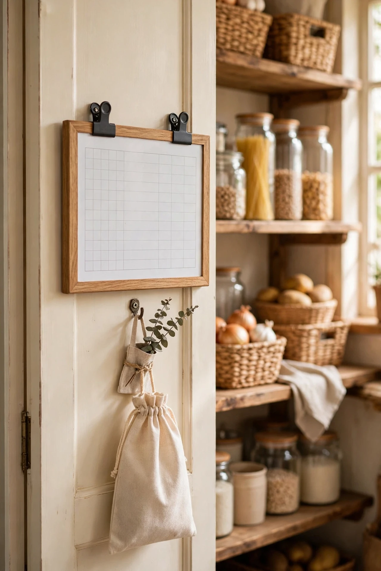 Wipe-clean inventory list on inside of pantry door