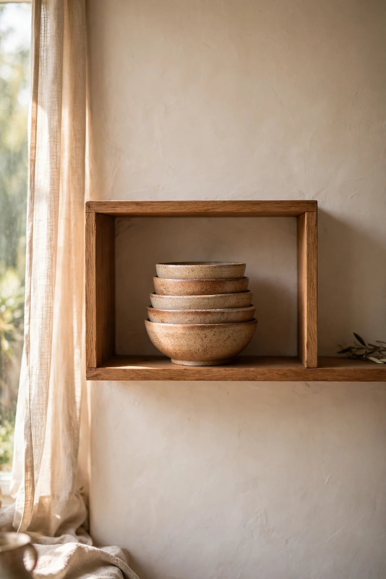 Stack of bowls with empty space around them