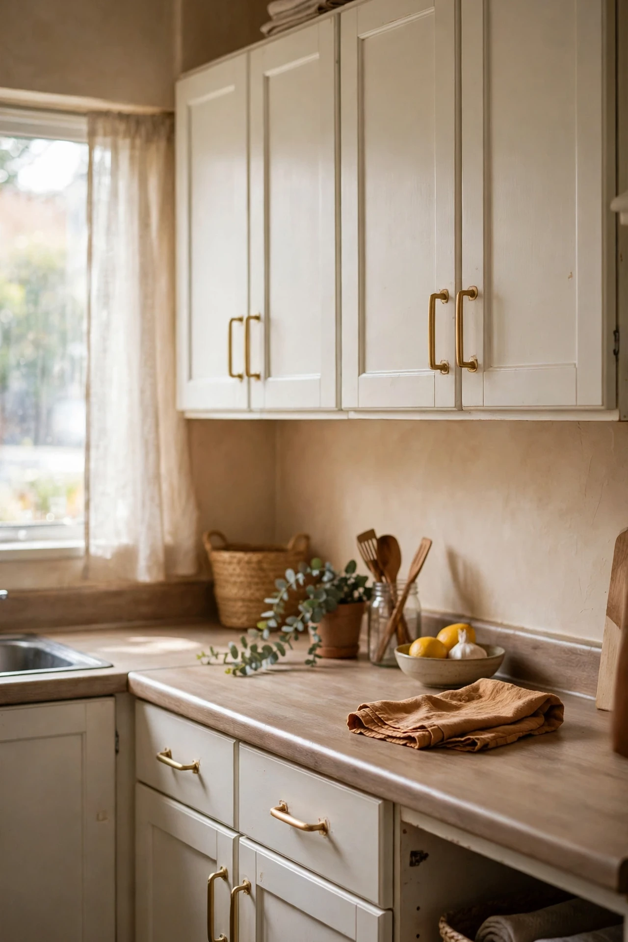 Upgraded cabinet handles using existing screw holes