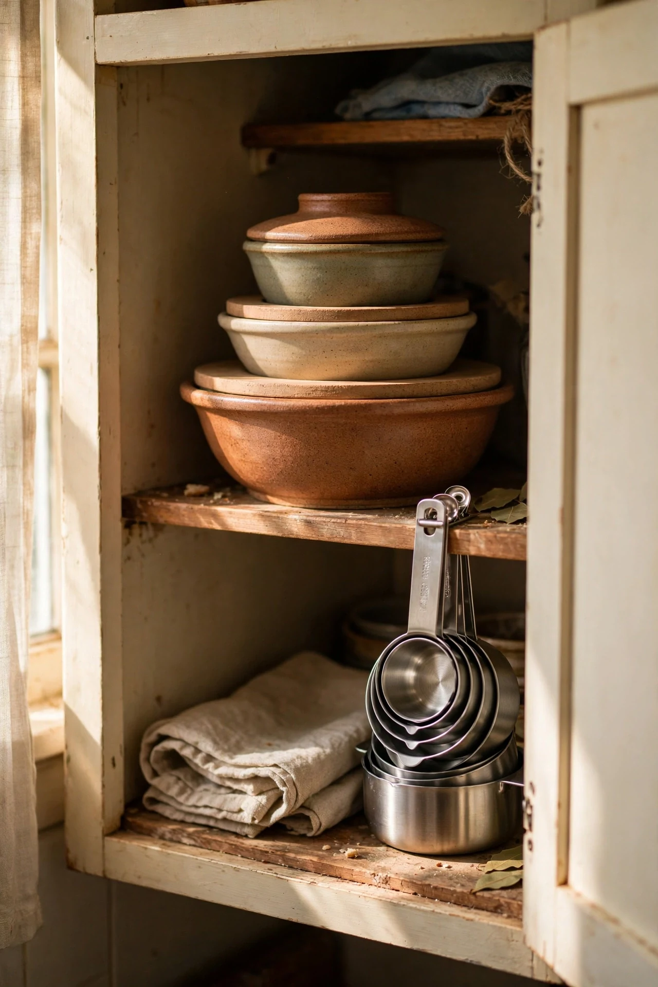 Nesting bowls collapsed into one stack