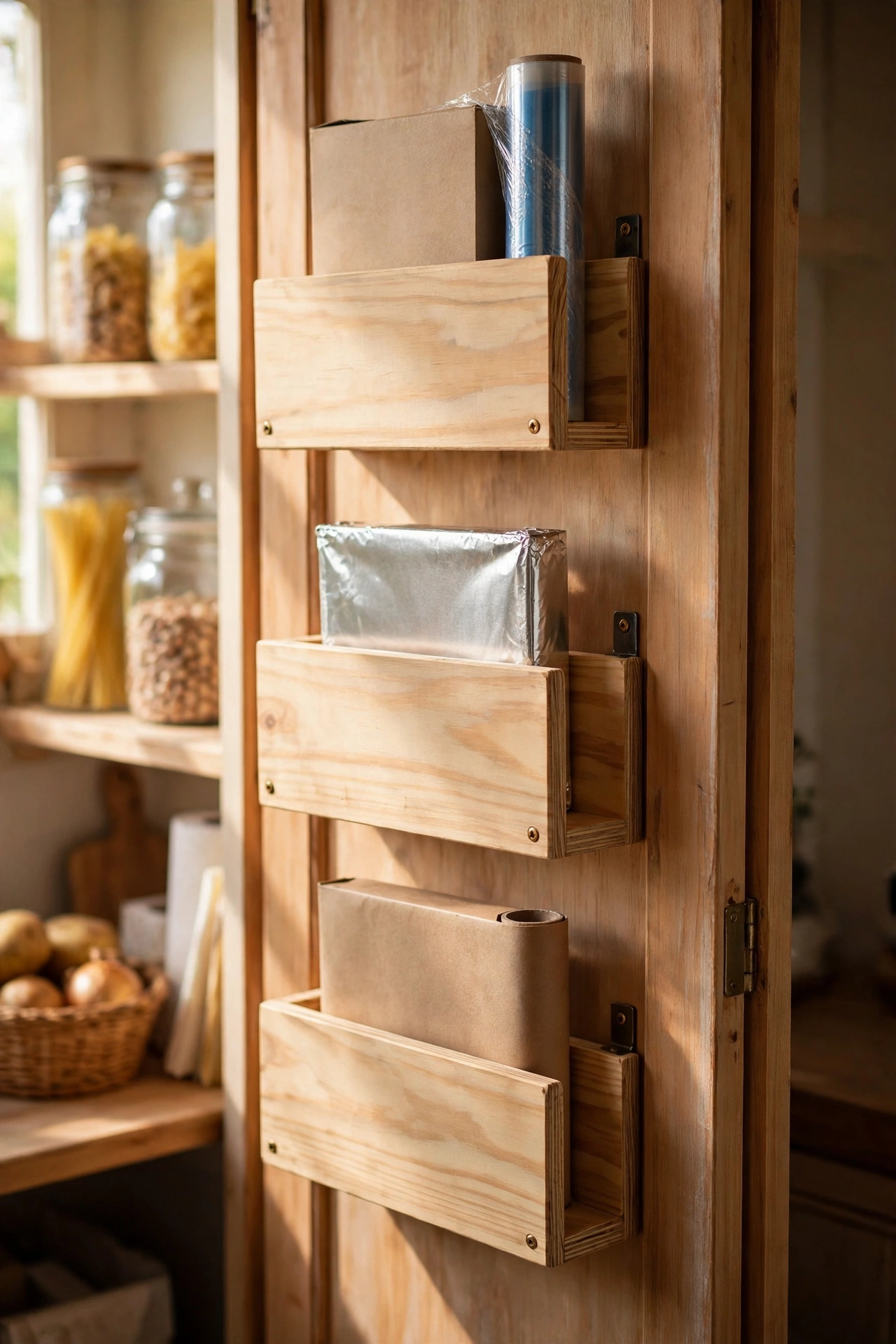 Magazine holders storing cling film and foil boxes