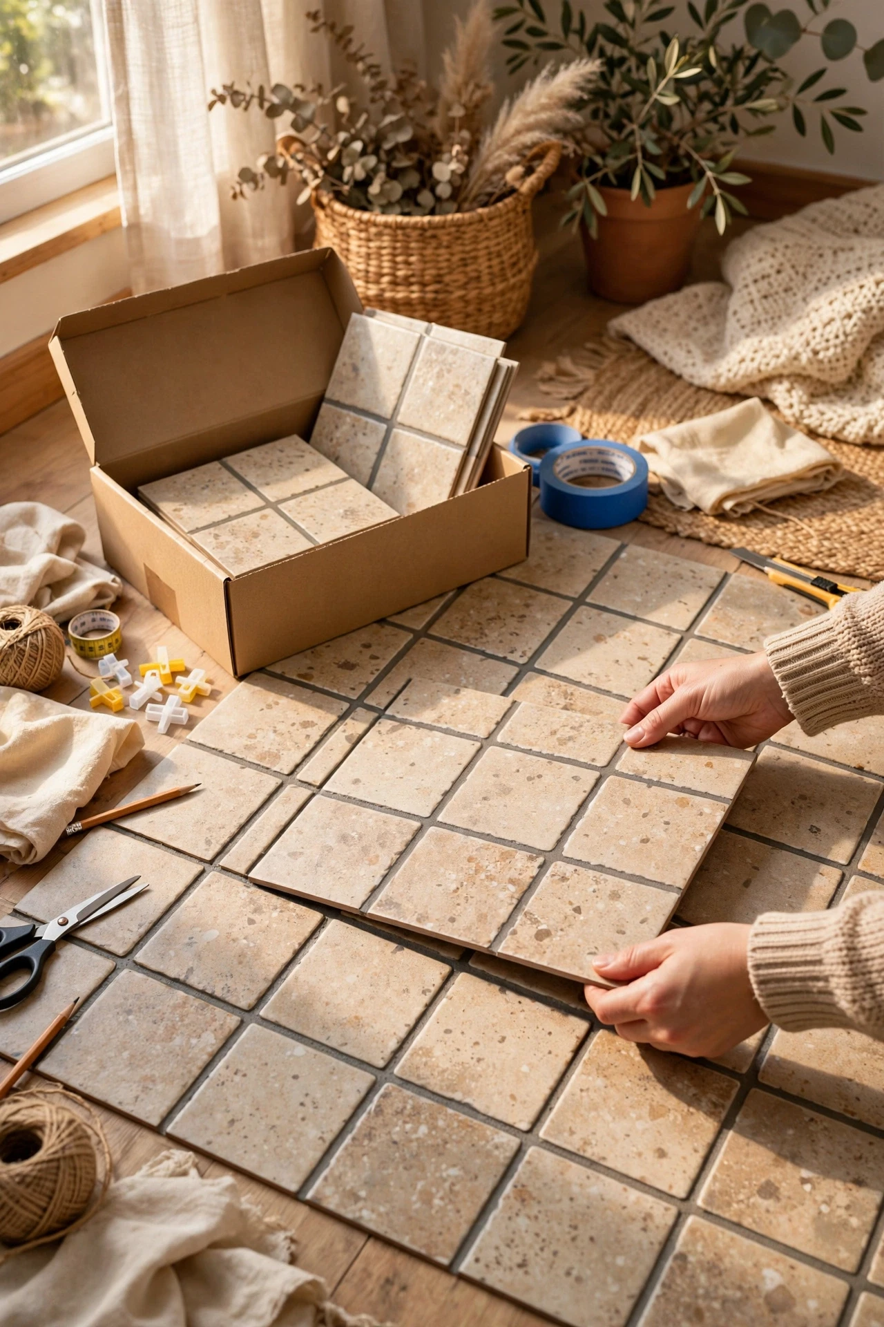 Choosing tiles with printed grout lines, and aligning them carefully, is the detail that makes visitors ask who laid your floor.