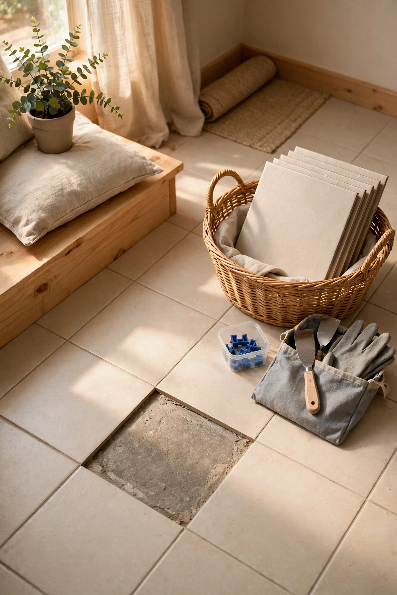 Keeping a few spare tiles means one damaged square can be swapped in minutes, so a single accident never ruins the whole floor.
