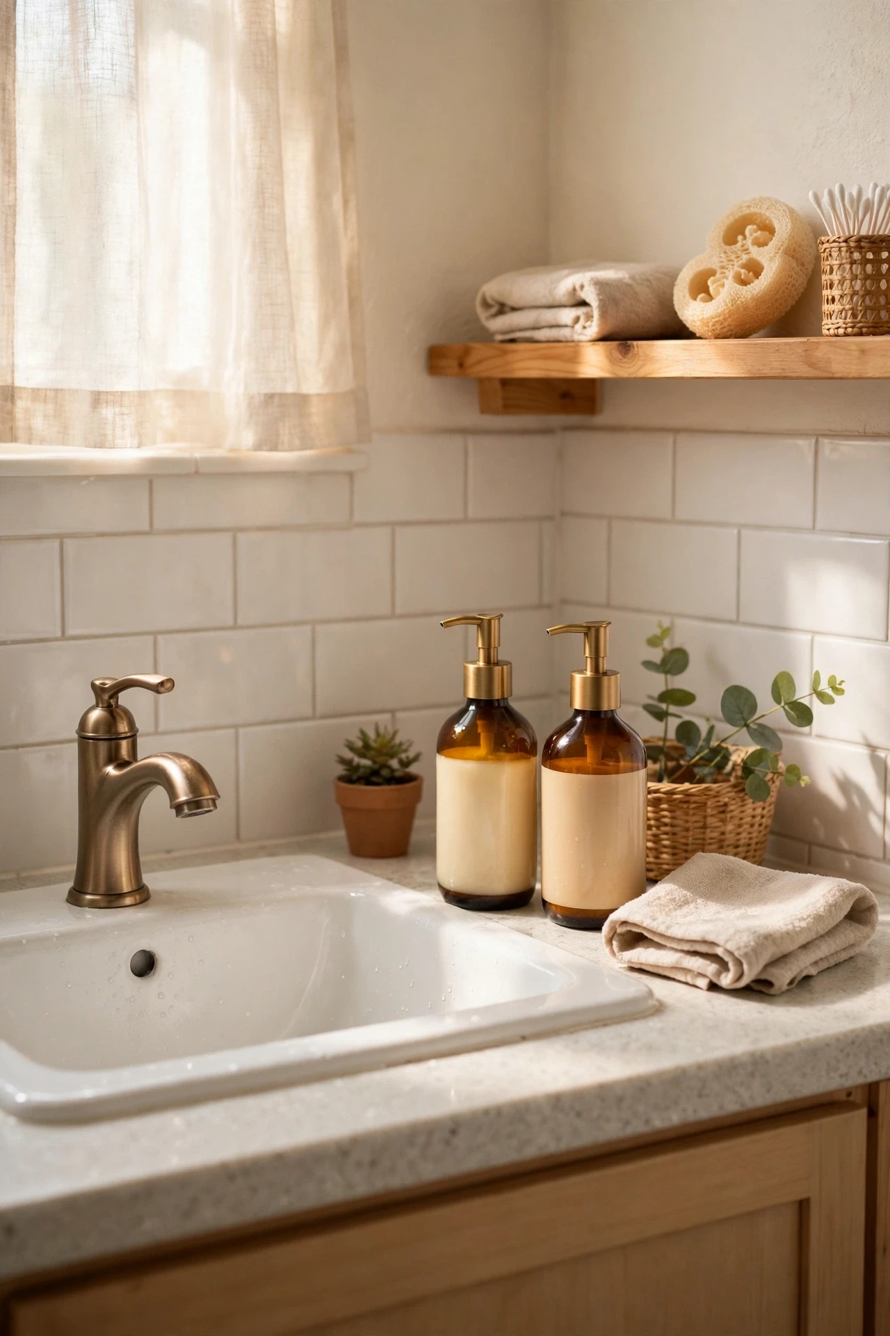 A matching soap and lotion set by the sink feels like a hotel touch, and it costs far less than most hosts expect.