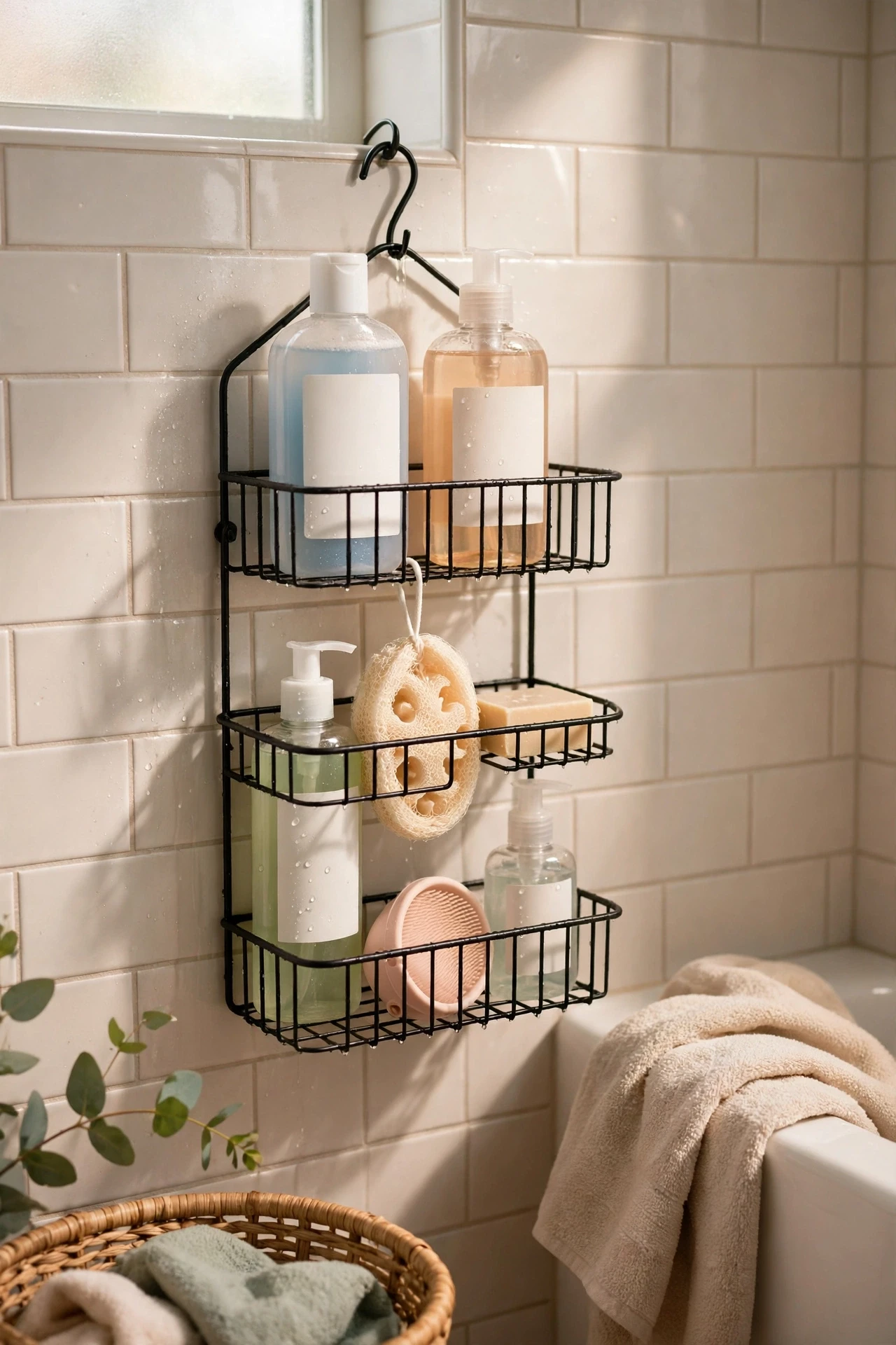 A stocked shower caddy with shampoo and body wash means guests can shower straight away without borrowing your bottles.