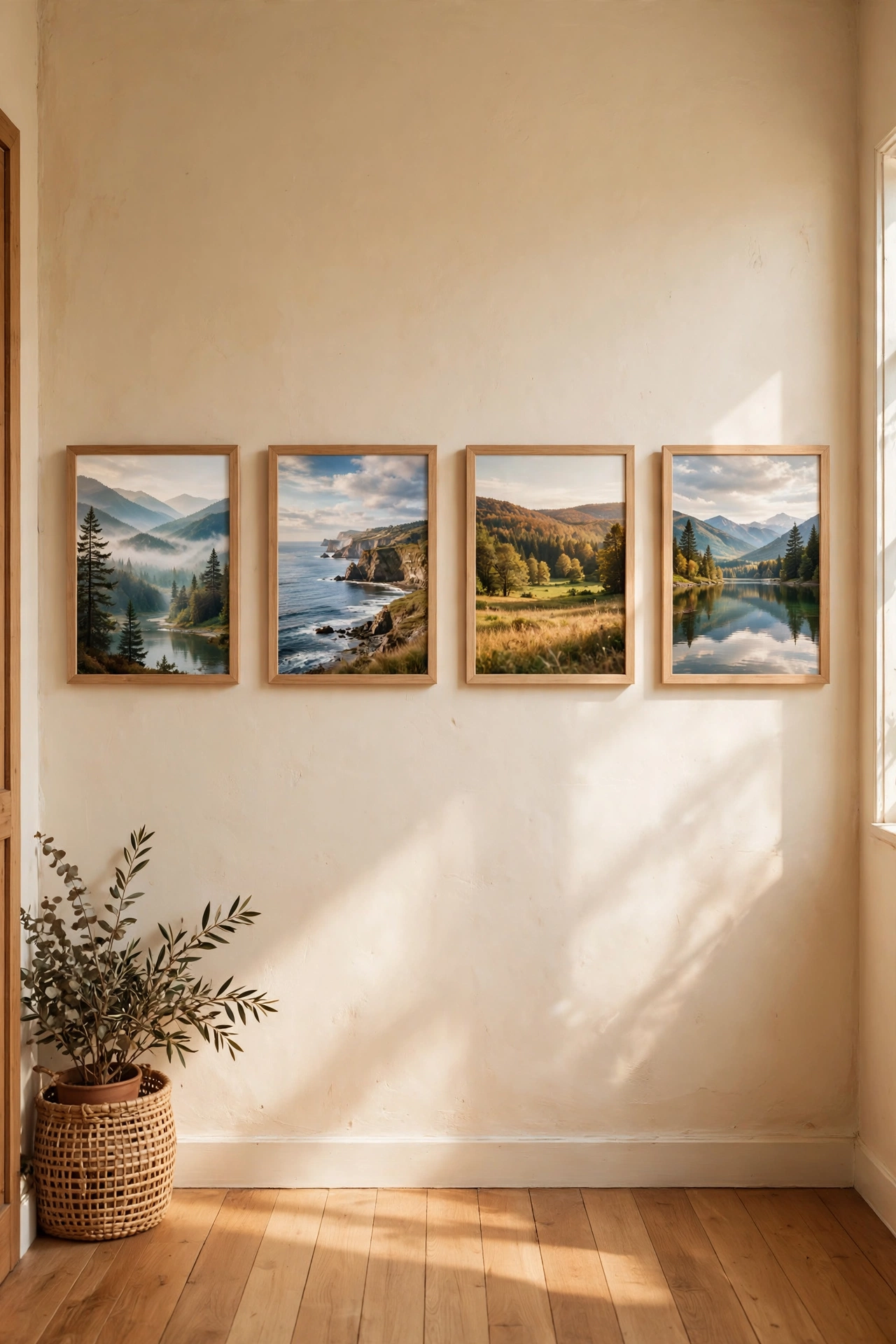 Framed calendar landscape pages in a row as seasonal art, penny living room wall decor
