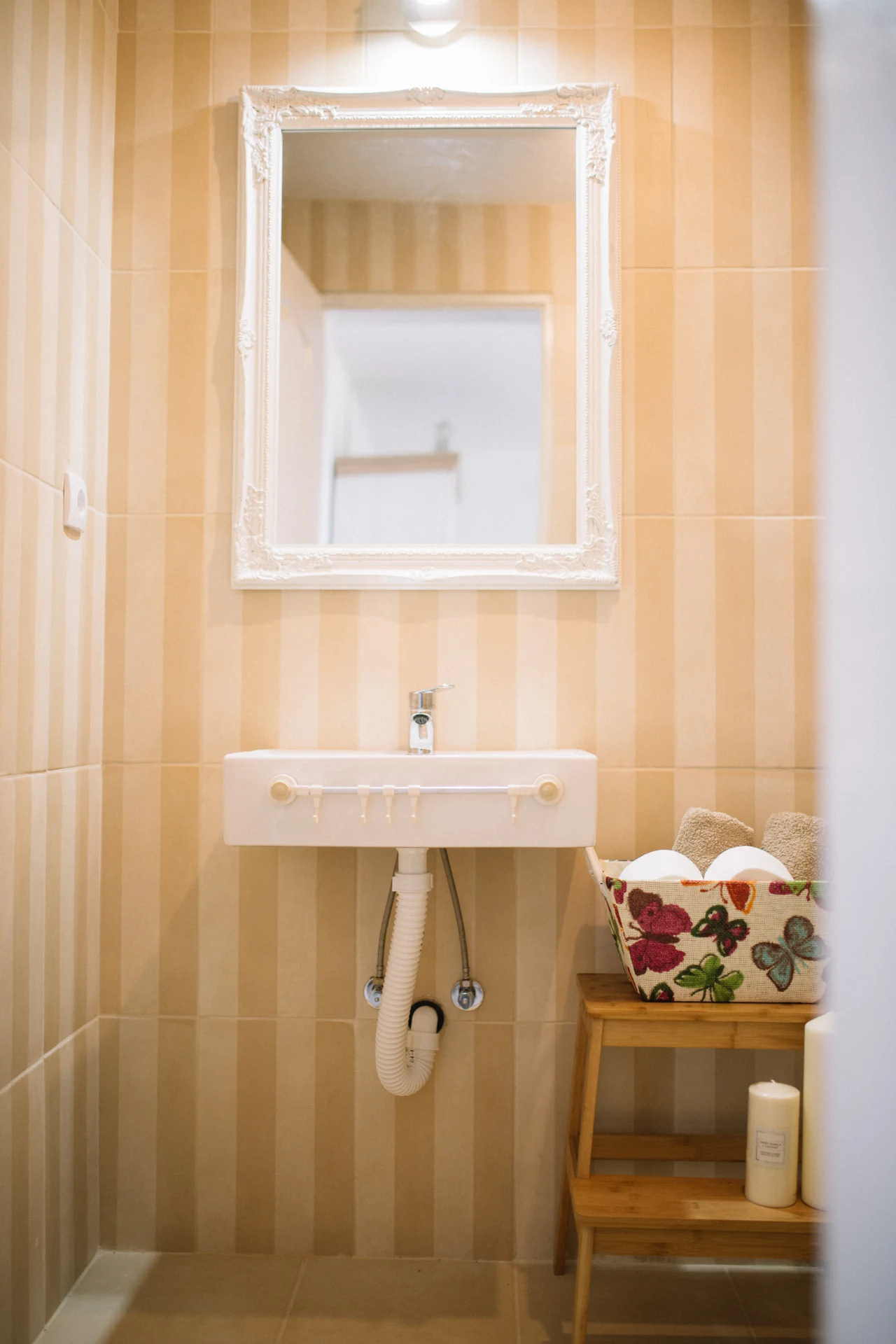 Vintage Floral for a Cottage Bathroom in a cozy budget bathroom with soft natural light