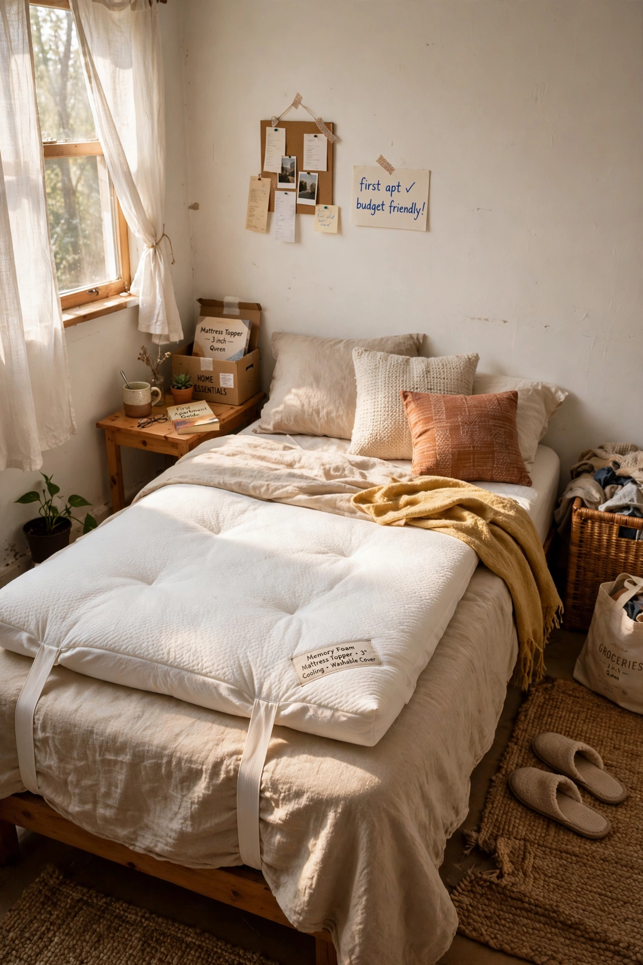 Start With a Good Mattress Topper in a budget first apartment