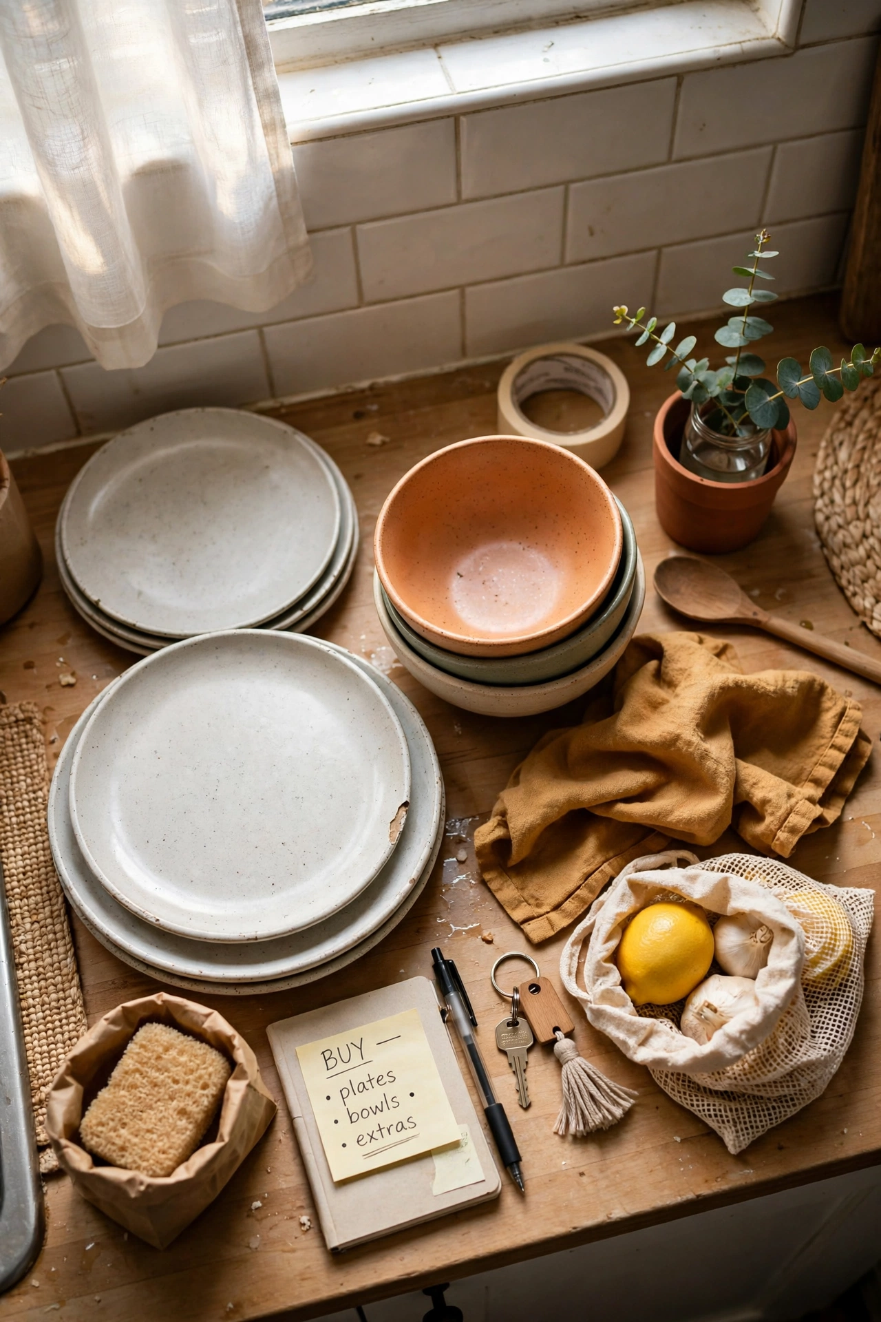 Buy Plates, Bowls, and a Few Extras in a budget first apartment