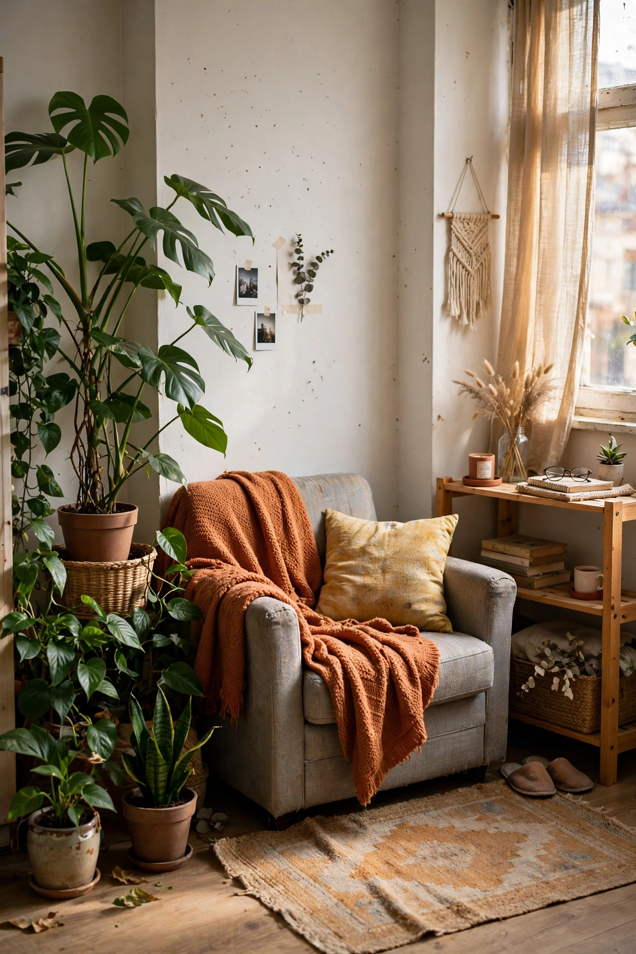 Fill Empty Corners With Plants in a cozy small apartment