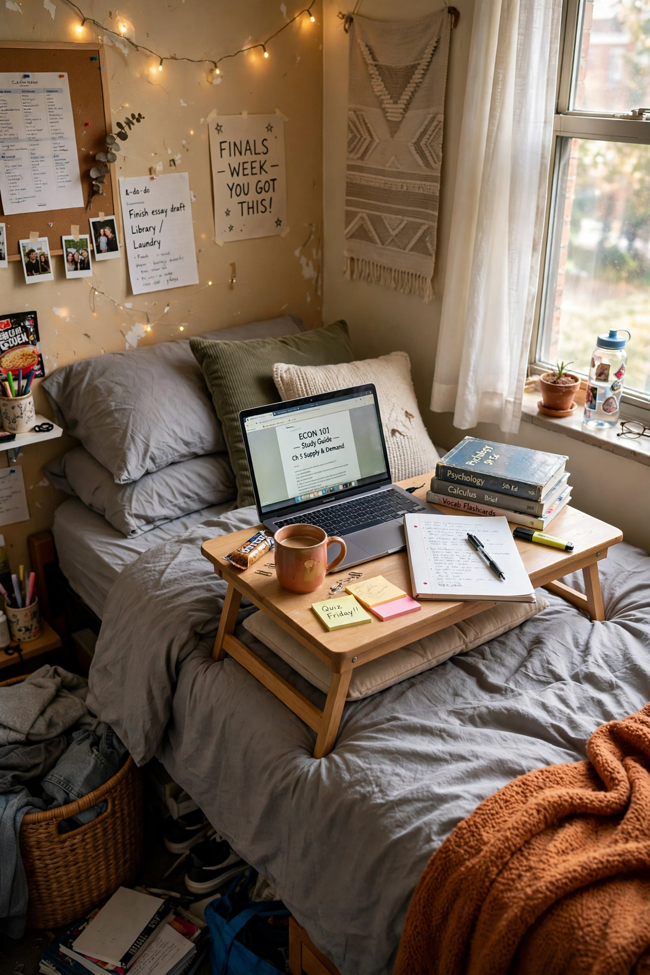 Use a Lap Desk for Bed Study Sessions in a small dorm room