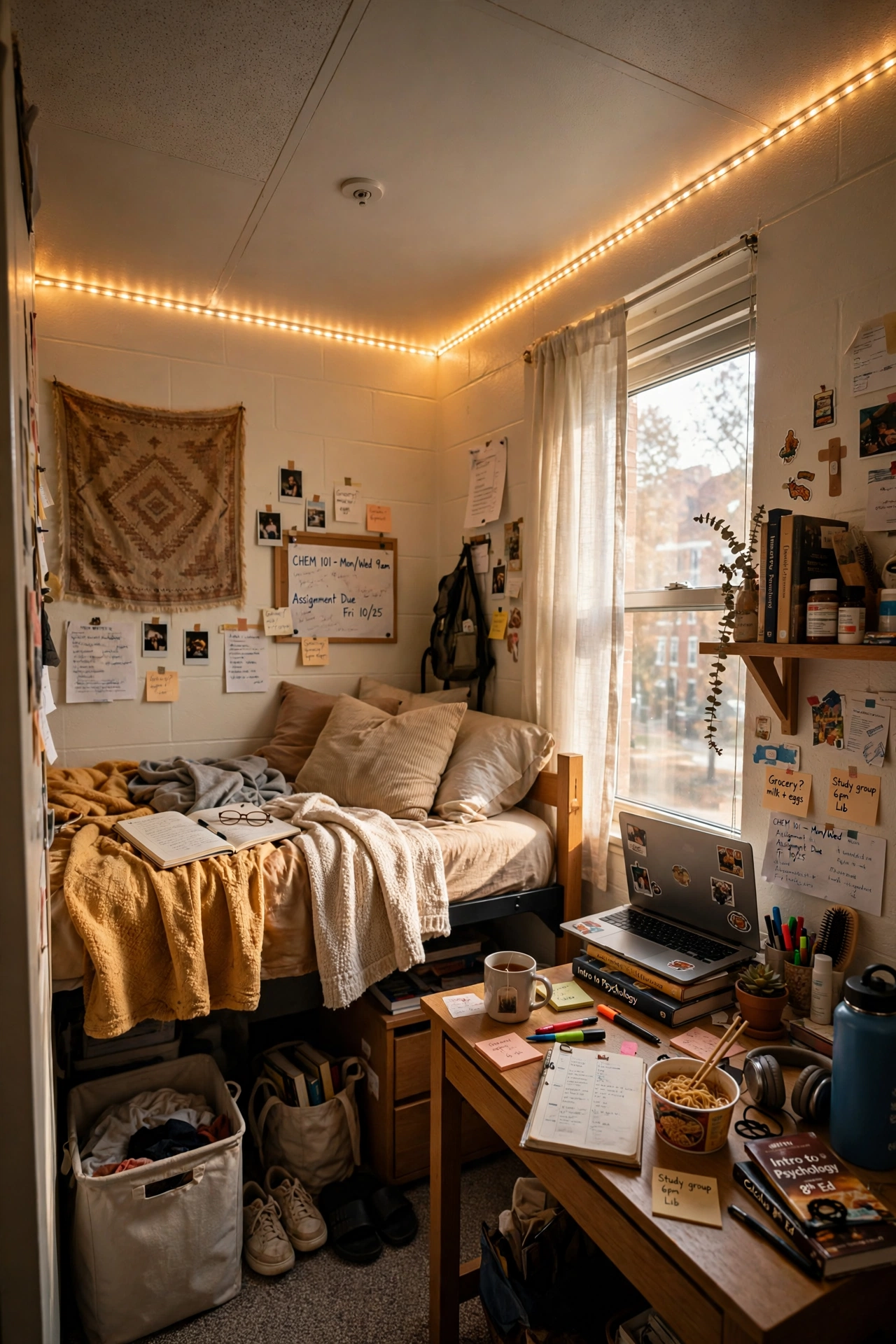 Run LED Strip Lights Along the Ceiling in a small dorm room