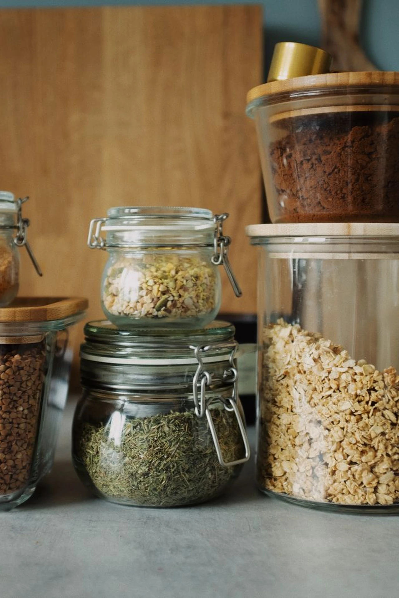 Store Pantry Goods in Clear Jars in a small apartment