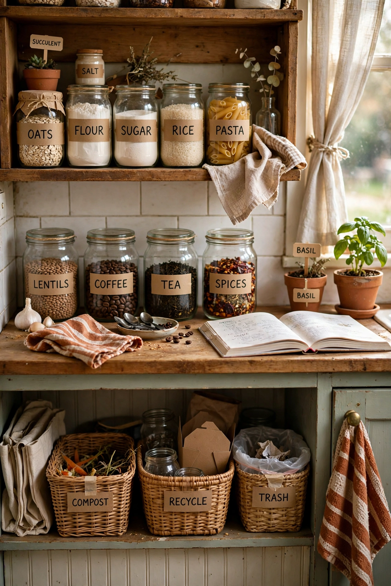 Label Every Jar and Bin in a tiny kitchen