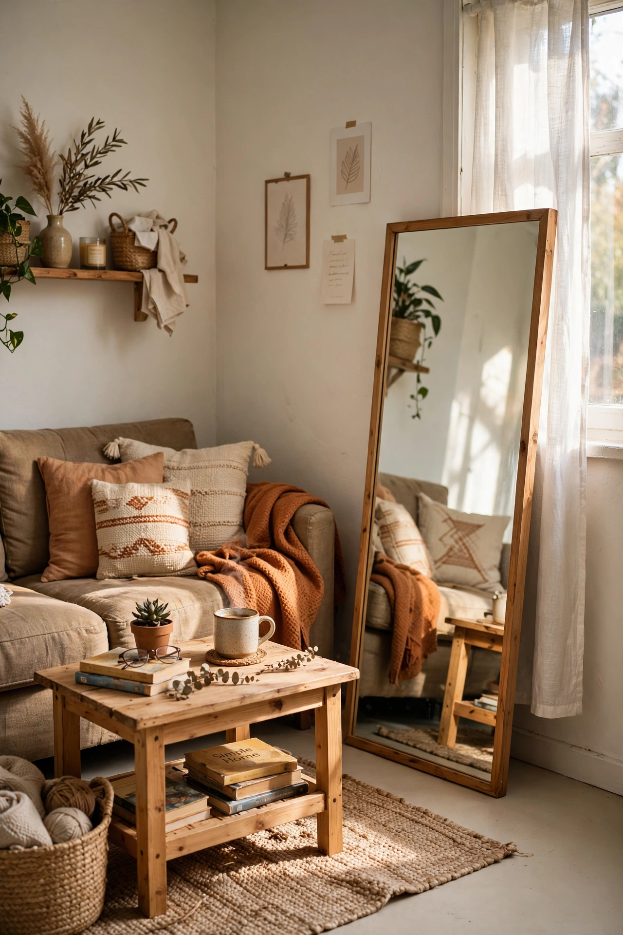 Lean a Mirror to Bounce Light in a small apartment living room