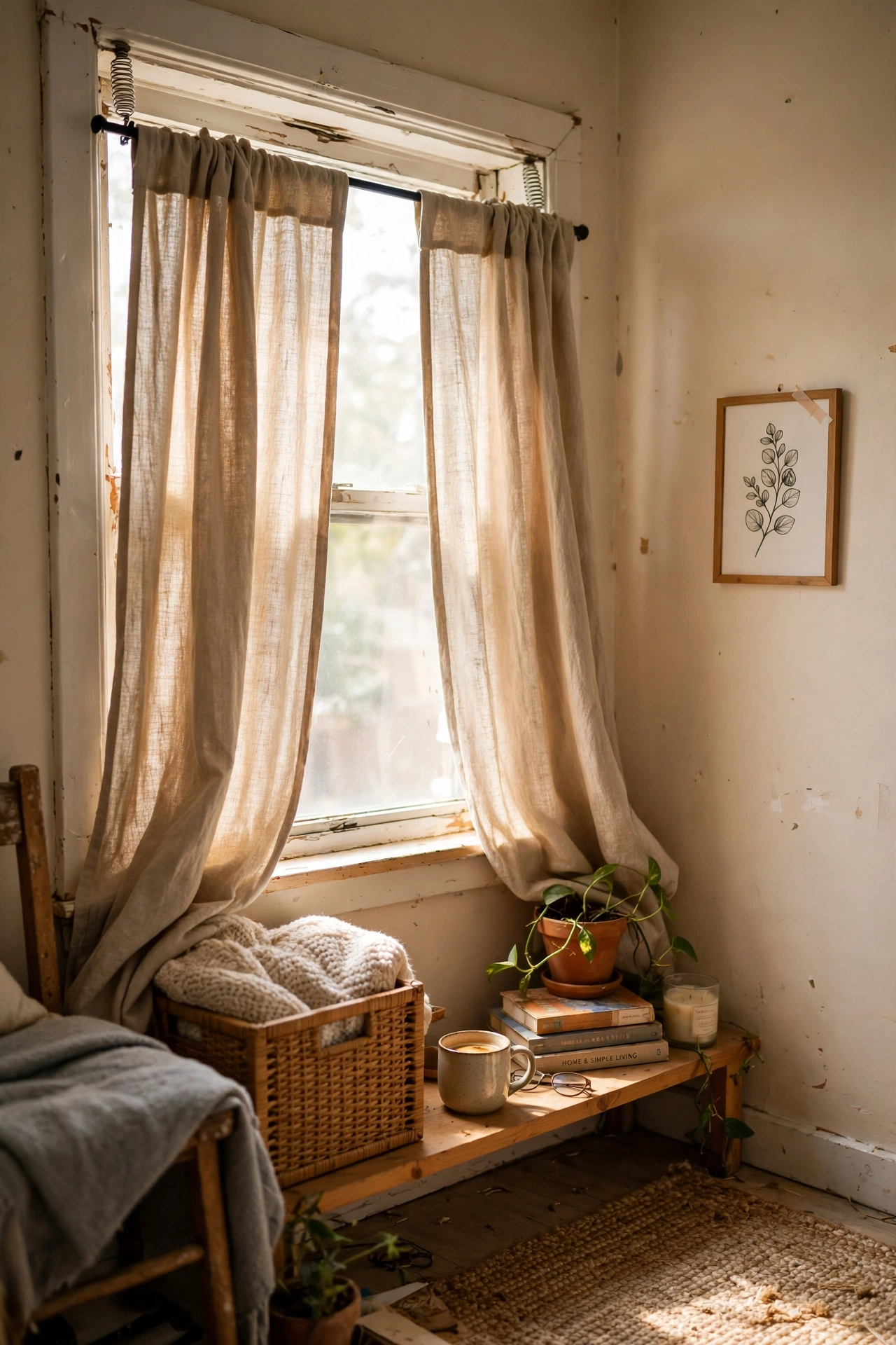 Hang Curtains on Tension Rods in a rental apartment