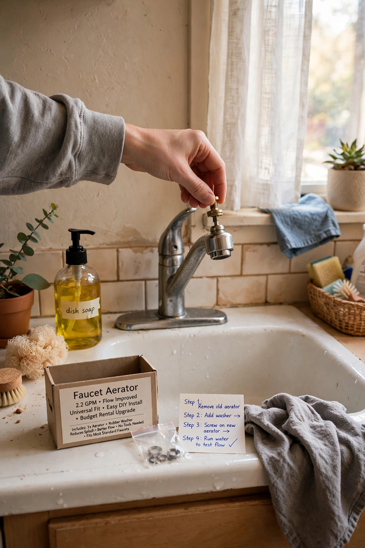 Fit a Faucet Aerator for Better Flow in a rental apartment