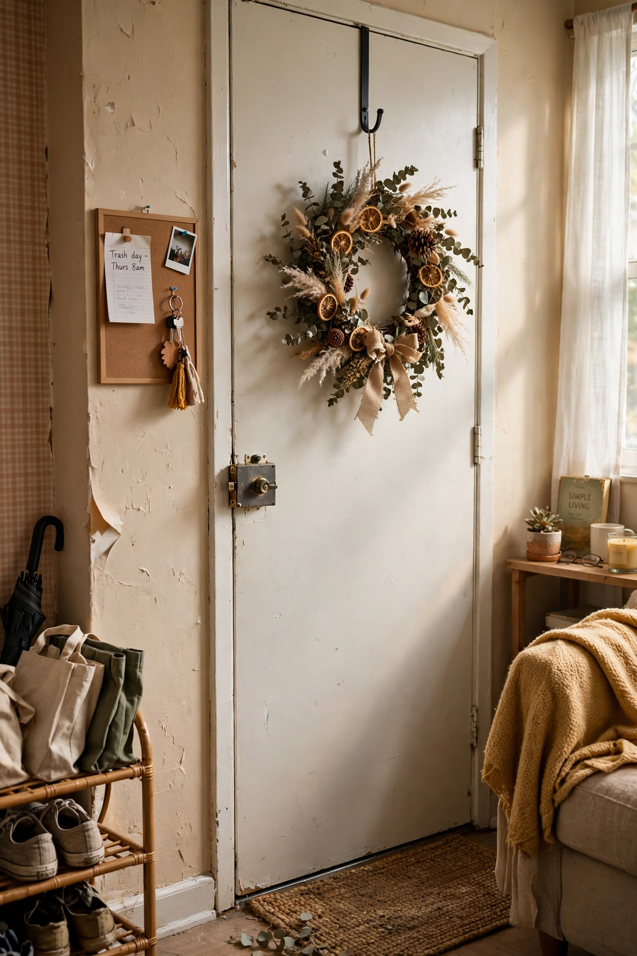 Hang a Wreath With an Over-Door Hook in a rental apartment