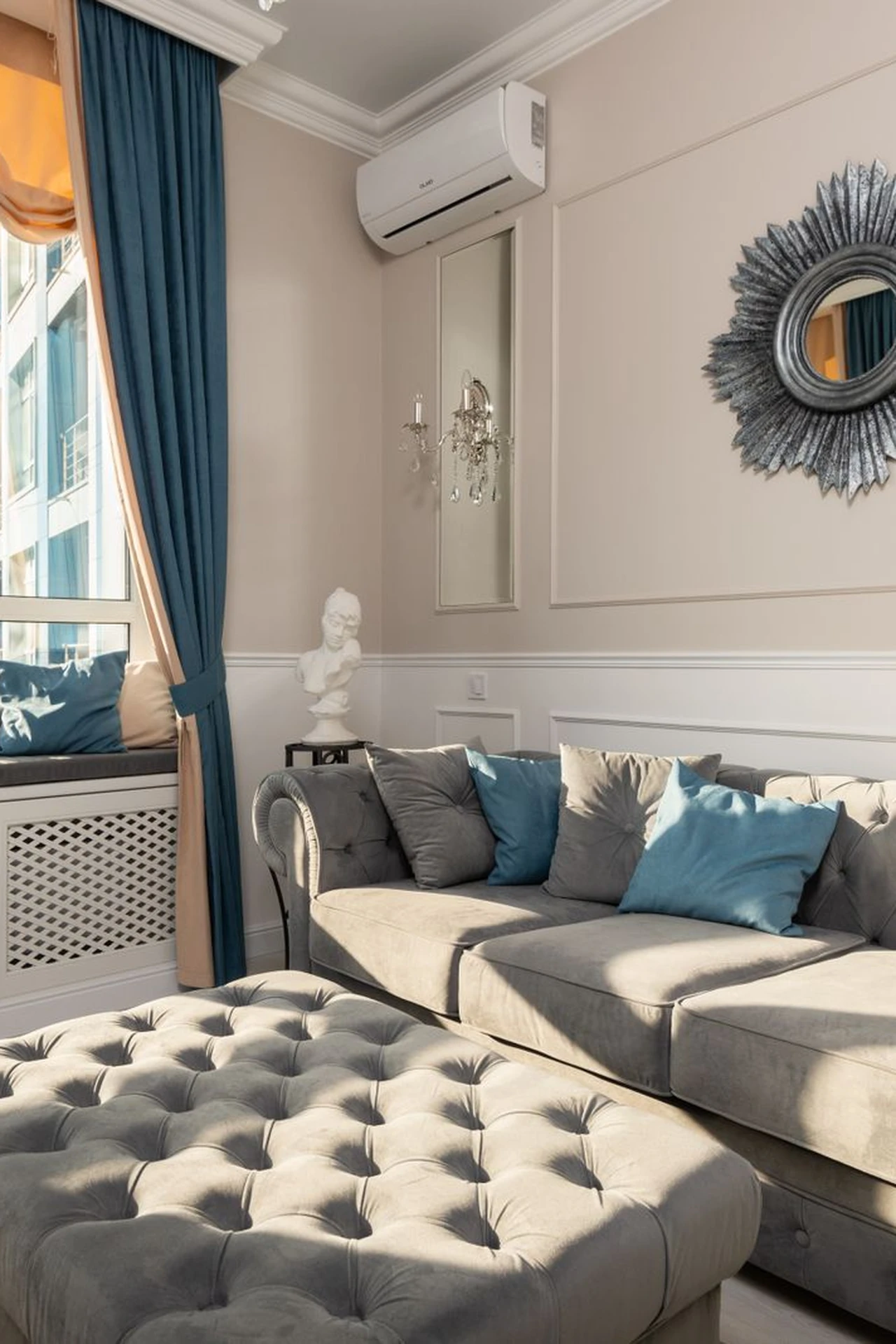 Hang a Mirror Opposite the Window in a small apartment
