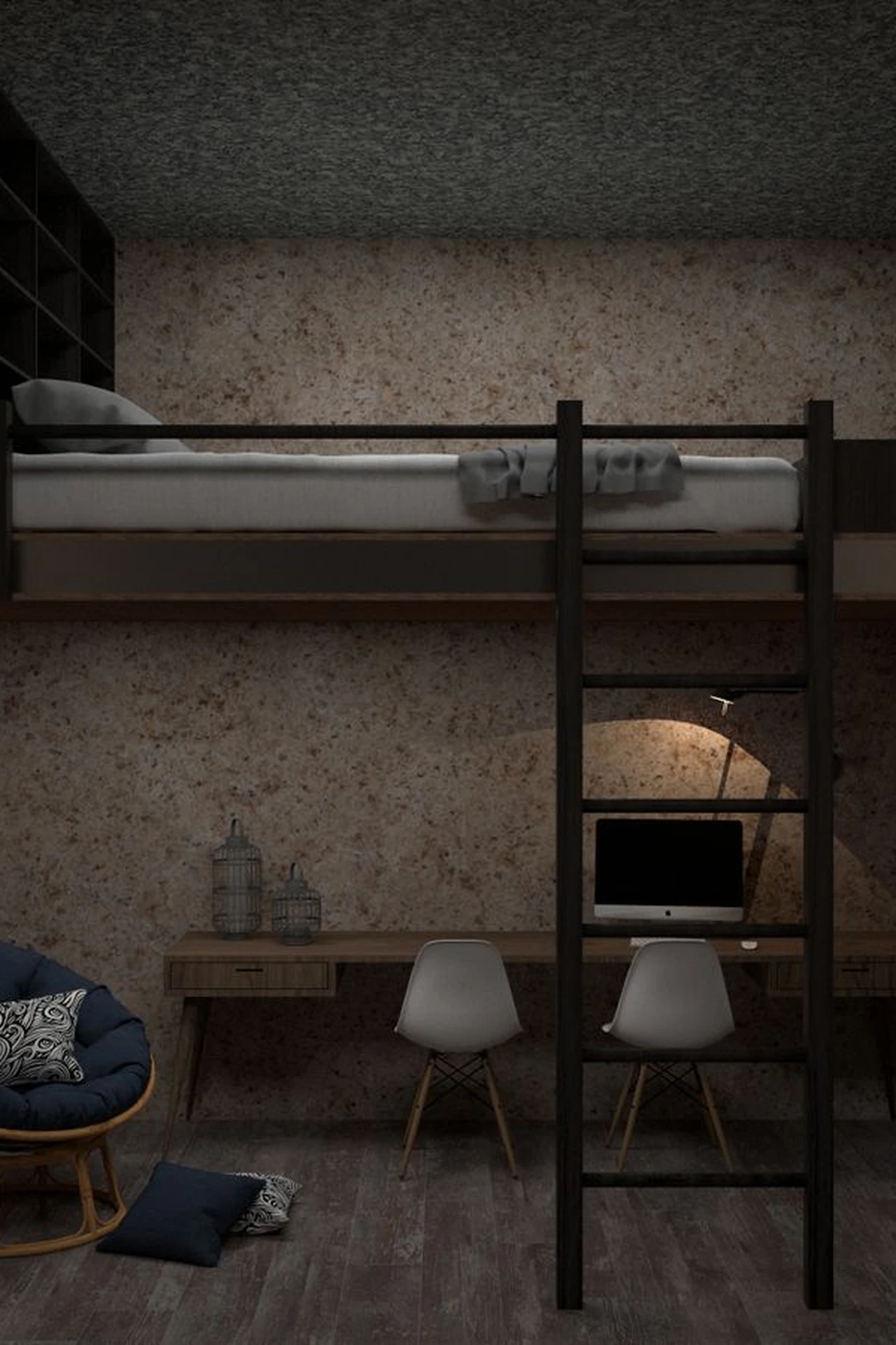 Loft the Bed and Claim Below in a small apartment