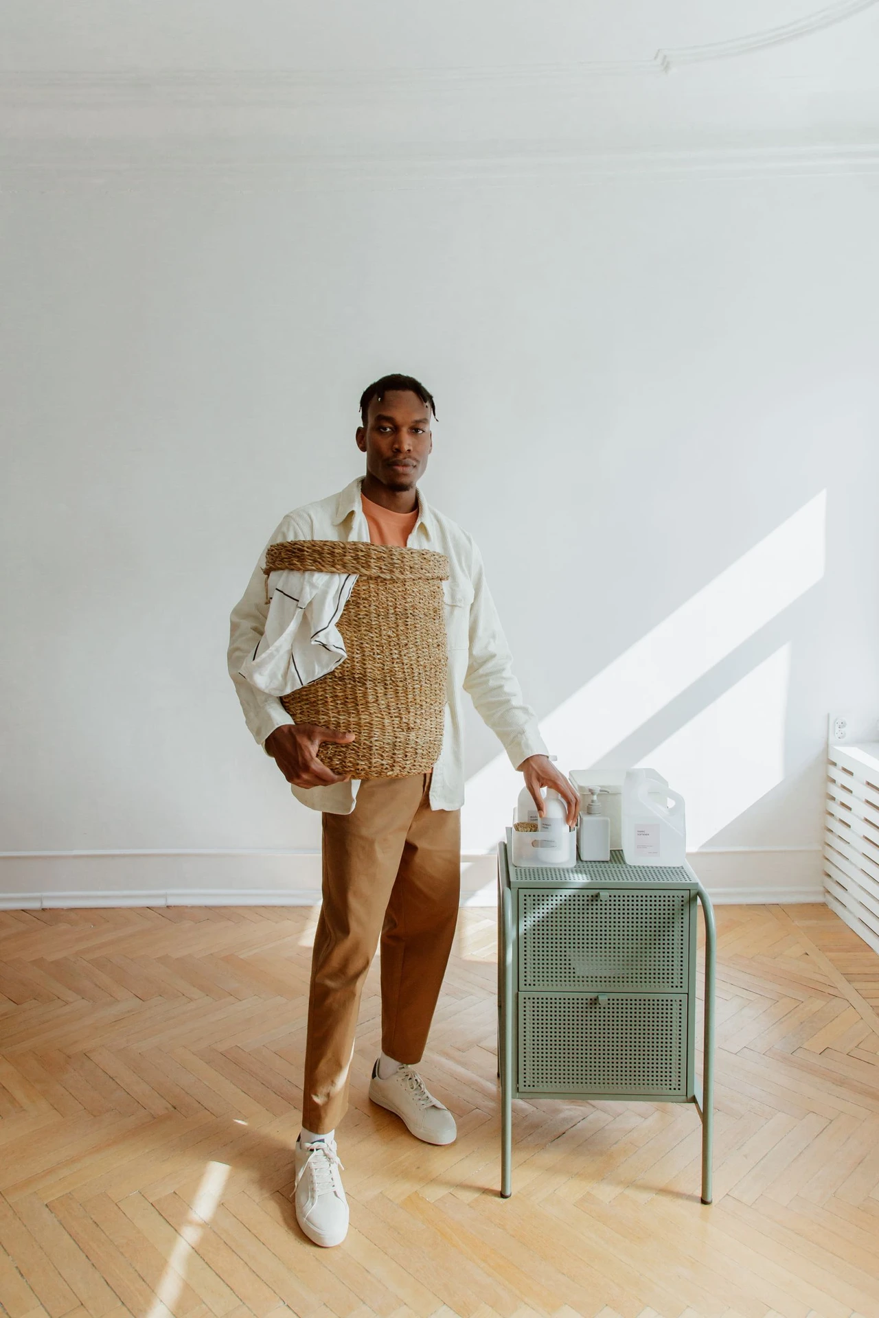 End the Day With a Tidy Basket Routine in a small apartment