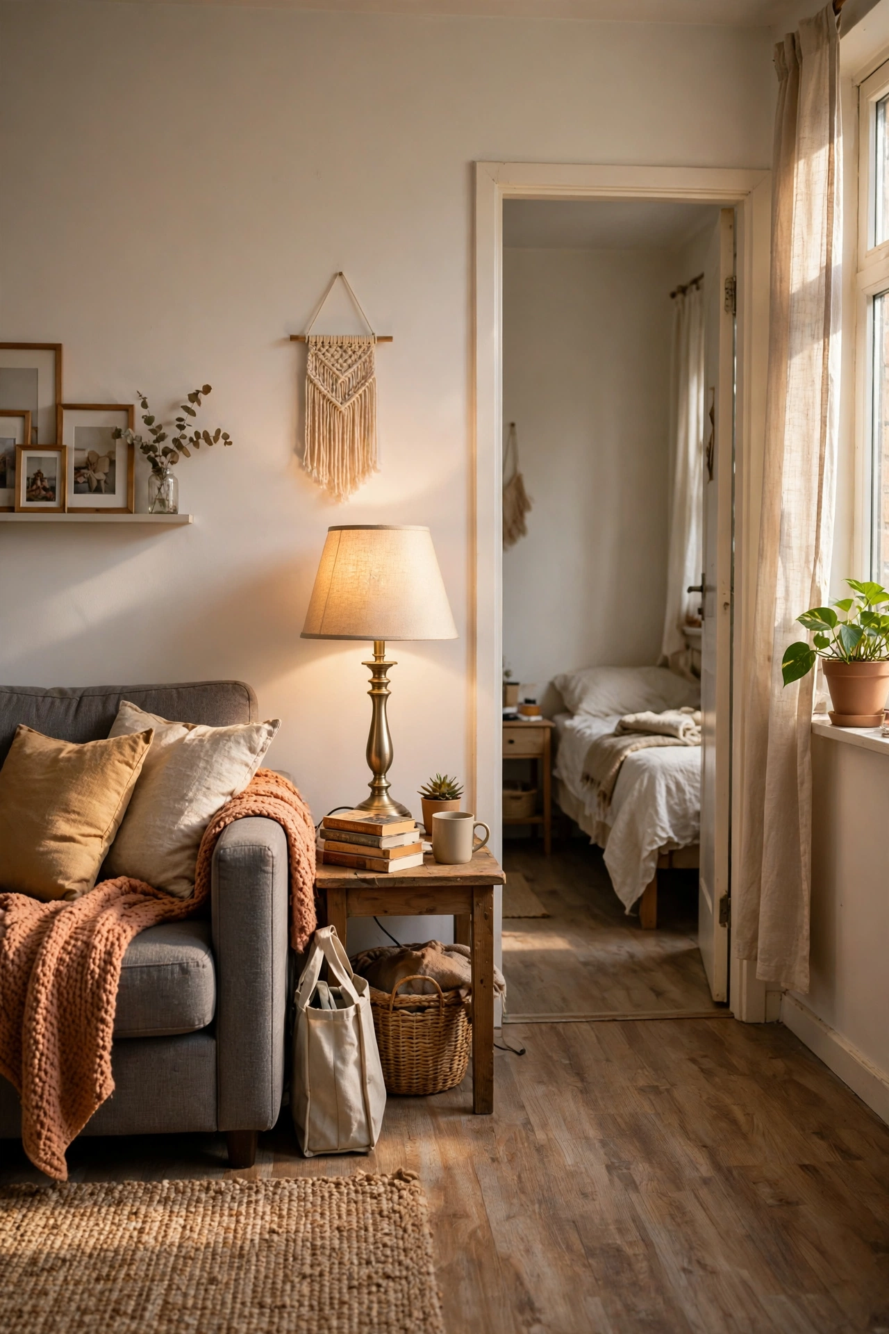 Lamp moved from bedroom to living room in a small apartment